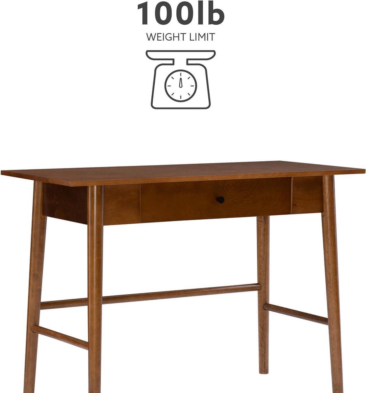 Alt view image 4 of 7 - Linon Melissa Mid-Century Walnut Desk, 42" W x 19" D x 30" H