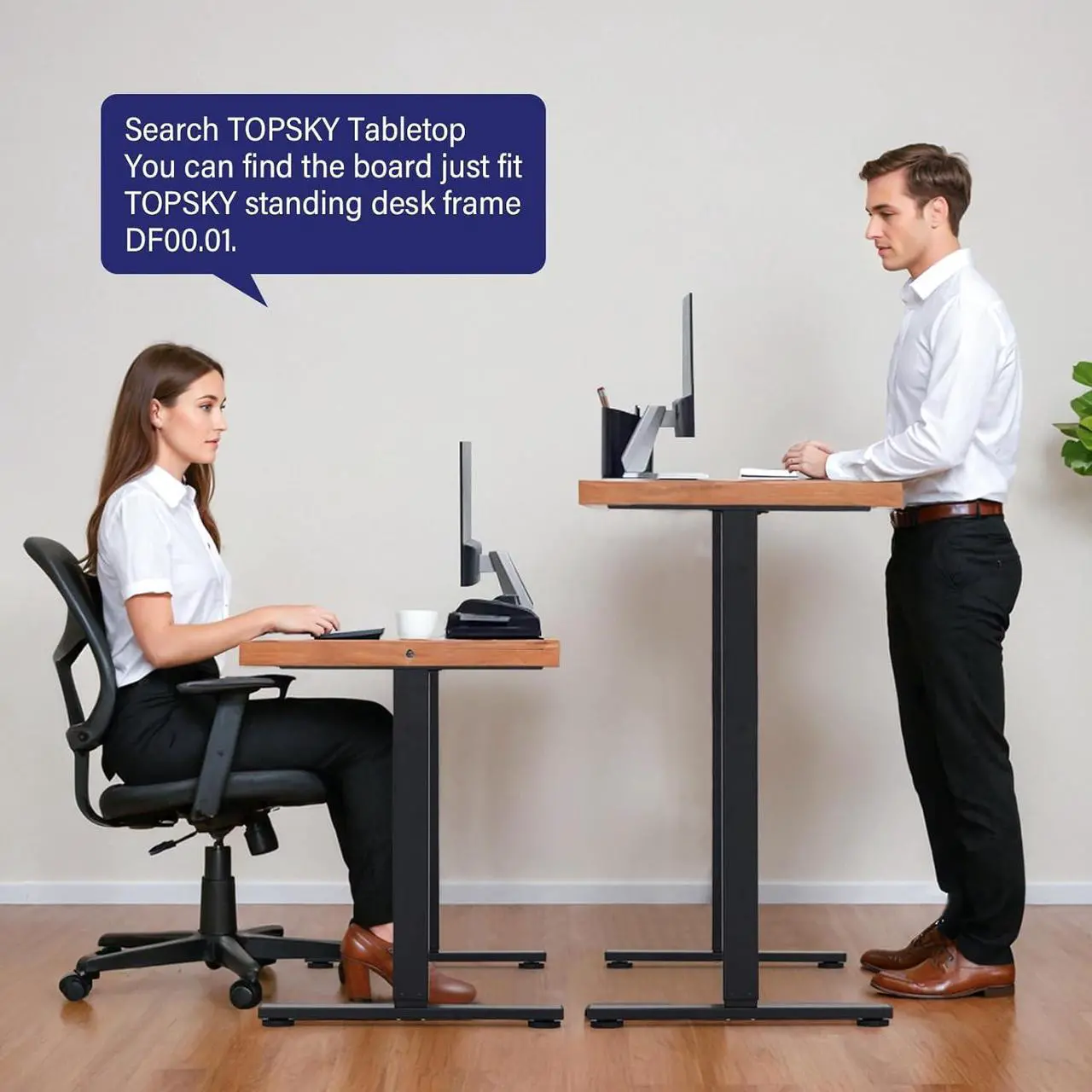 Alt view image 7 of 7 - TOPSKY Single Motor 2-Stage Electric Adjustable Standing Computer Desk for Home and Office with 27.1"-44.8" Adjustable Height Range DF00.01 (Black Frame only)