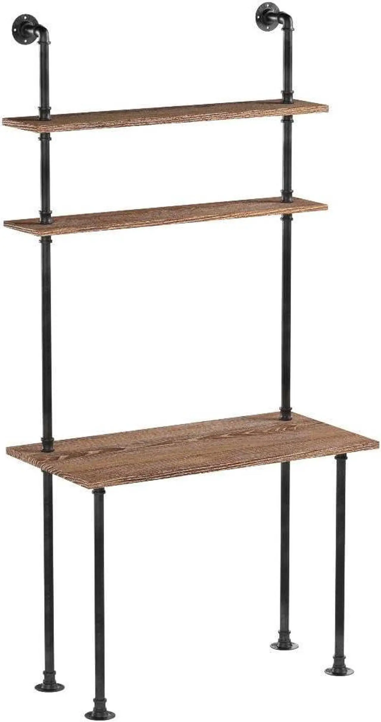 Alt view image 4 of 7 - Diwhy Computer Desk with Storage Shelves,Home Office Writing Desk,Bookshelf Laptop Desk, Industrial Style Office Decor,Studying Writing Table Workstation,Stable Metal Framee,Easy Assembly(40" L)