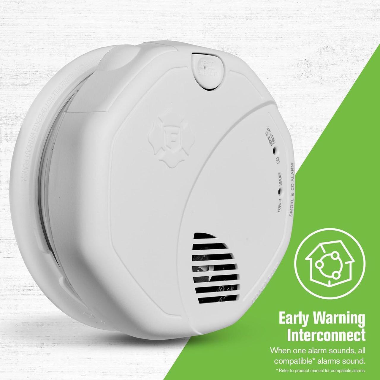 Alt view image 2 of 6 - First Alert SMCO500V, Interconnect Battery-Operated Combination Smoke & Carbon Monoxide Alarm with Voice Alerts, 1-Pack