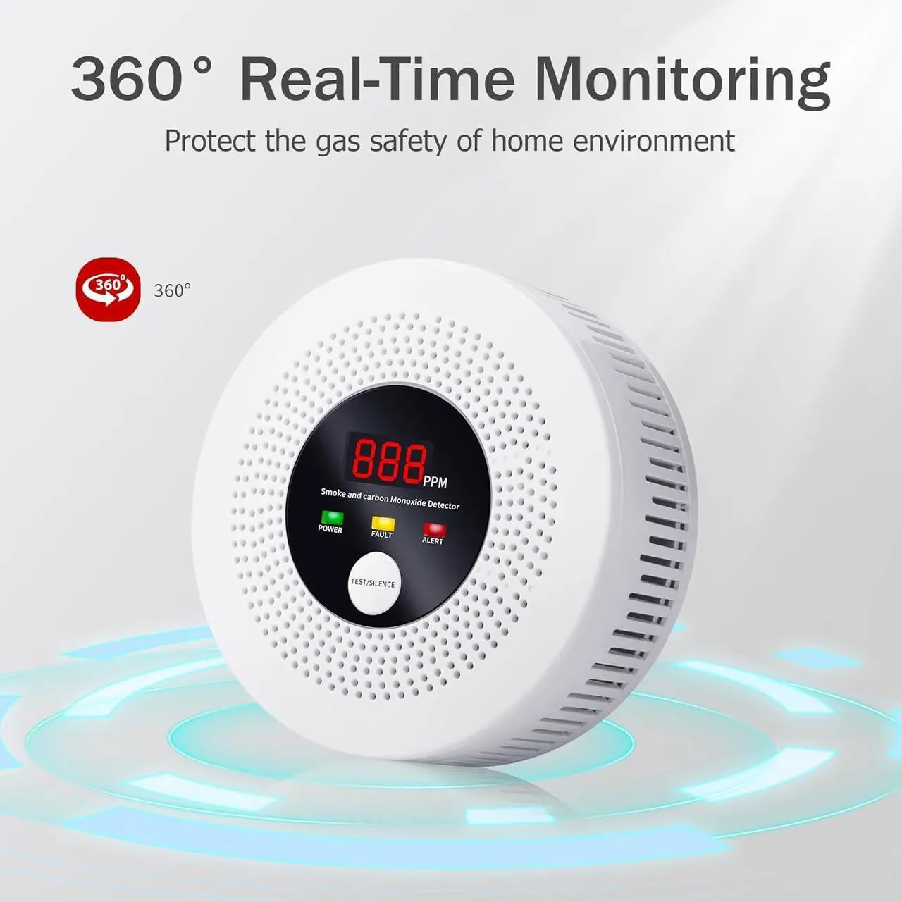 Alt view image 6 of 7 - 2-in-1 Smoke and Carbon Monoxide Detector 10-Year Battery-Powered CO Alarm with Clear LCD Display and Sound Warning for Home Reliable Detector for Enhanced Safety and Protection (Includes Batteries)