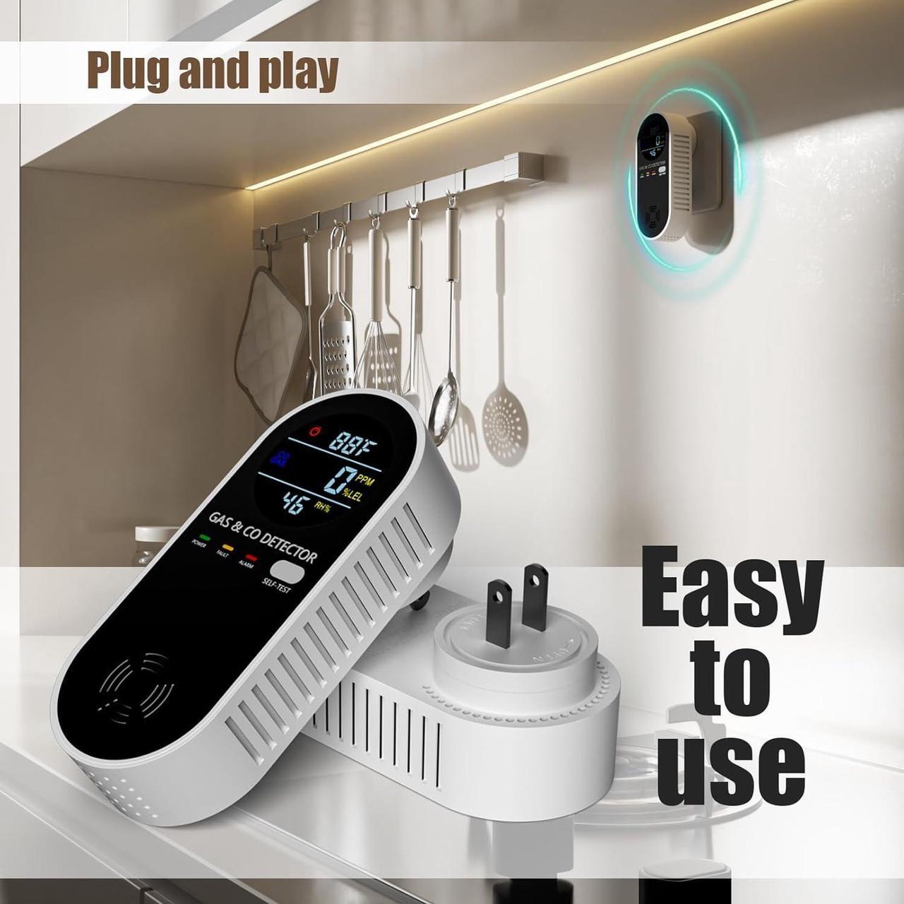 Alt view image 4 of 6 - Plug in Natural Gas Detector  Carbon Monoxide Detector LPG CO Methane Combustible Combination Gas Detector Plug and Play for RV Home Travel