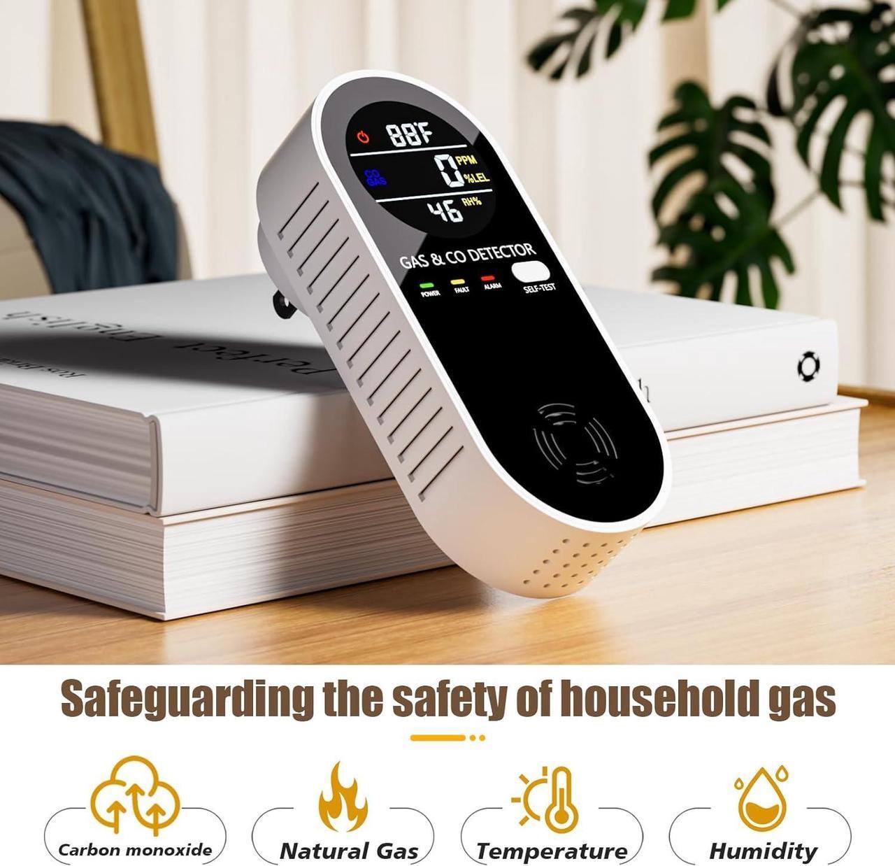 Alt view image 6 of 6 - Plug in Natural Gas Detector  Carbon Monoxide Detector 4 in1 CO Methane Combustible Combination Gas Detector Plug and Play for RV Home Travel