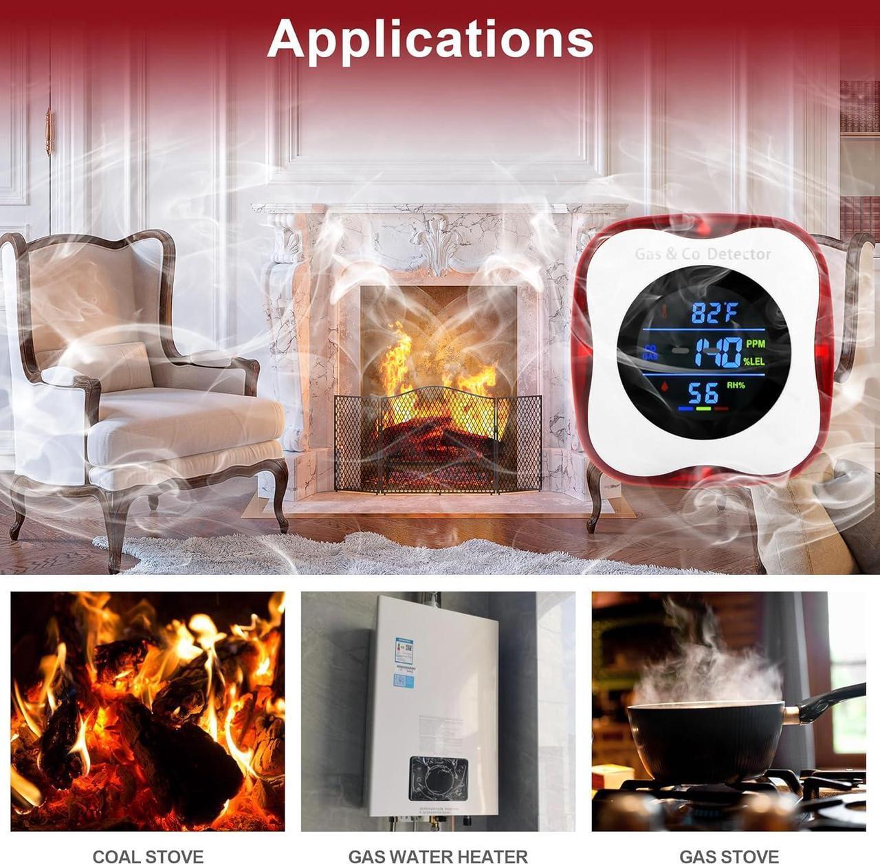 Alt view image 5 of 6 - Plug in Gas & Carbon Monoxide Detector,4-in-1 Natural Gas Leak Detector,Carbon Monoxide Alarm,°F&Humidity,Combination CO & Propane Detector for Home,RV