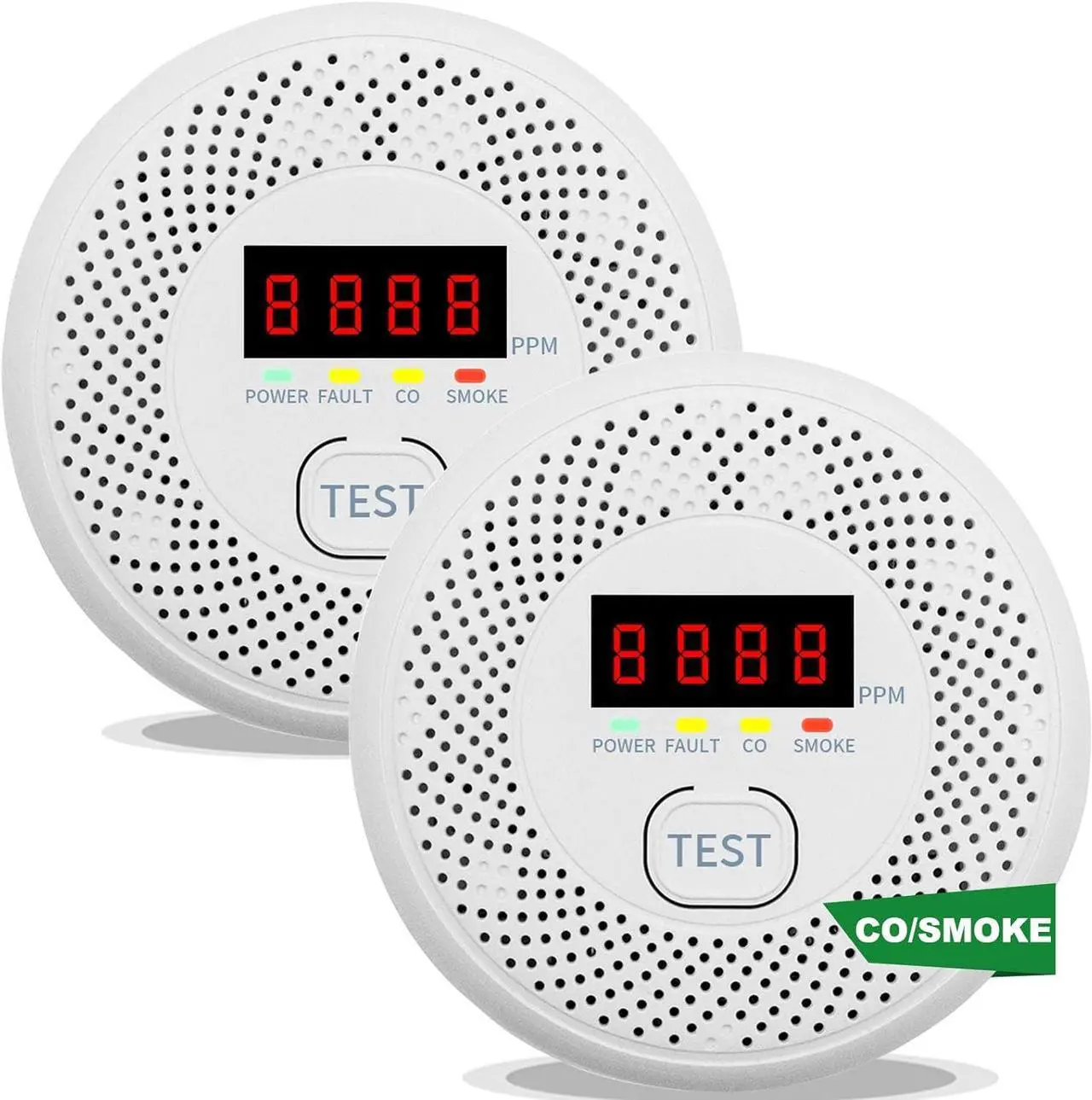 Main image of Carbon Monoxide and Smoke Detector, LCD Display, Battery Powered, Dual sensors, 85dB Voice Alarm and Real-time Tracking, Suitable for Home/Kitchen/Bedroom/RV (Small Screen, 2Pack-CO&Smoke)