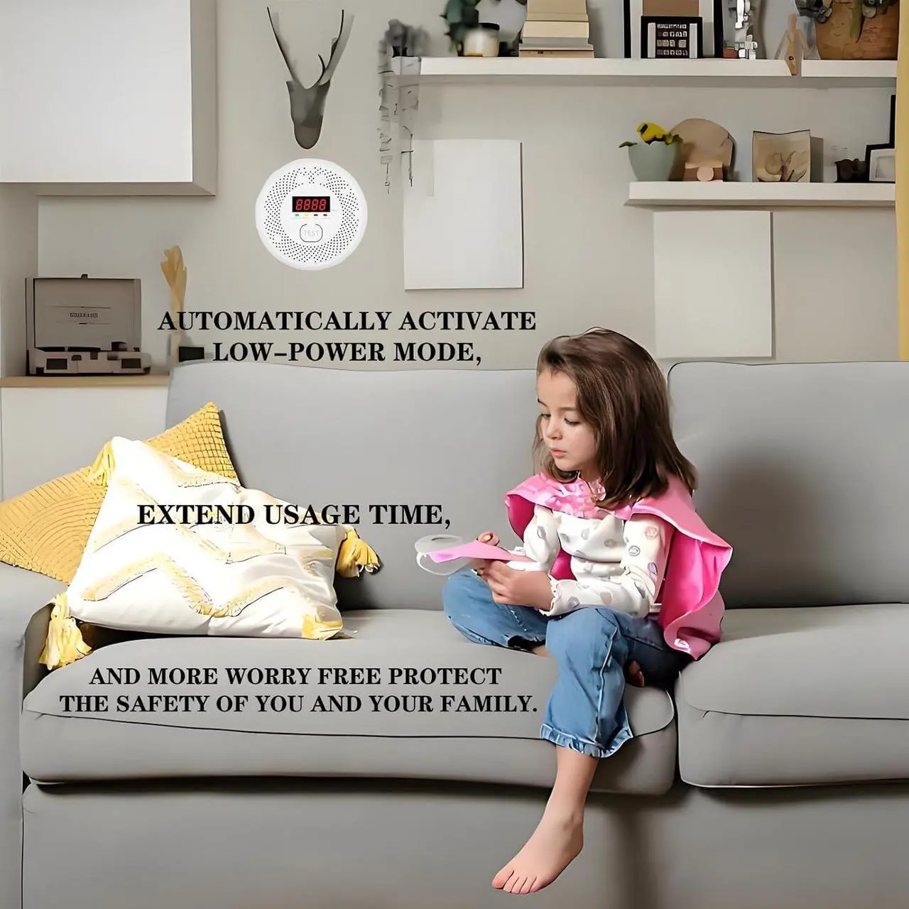Alt view image 6 of 7 - Carbon Monoxide and Smoke Detector, LCD Display, Battery Powered, Dual sensors, 85dB Voice Alarm and Real-time Tracking, Suitable for Home/Kitchen/Bedroom/RV (Small Screen, 2Pack-CO&Smoke)