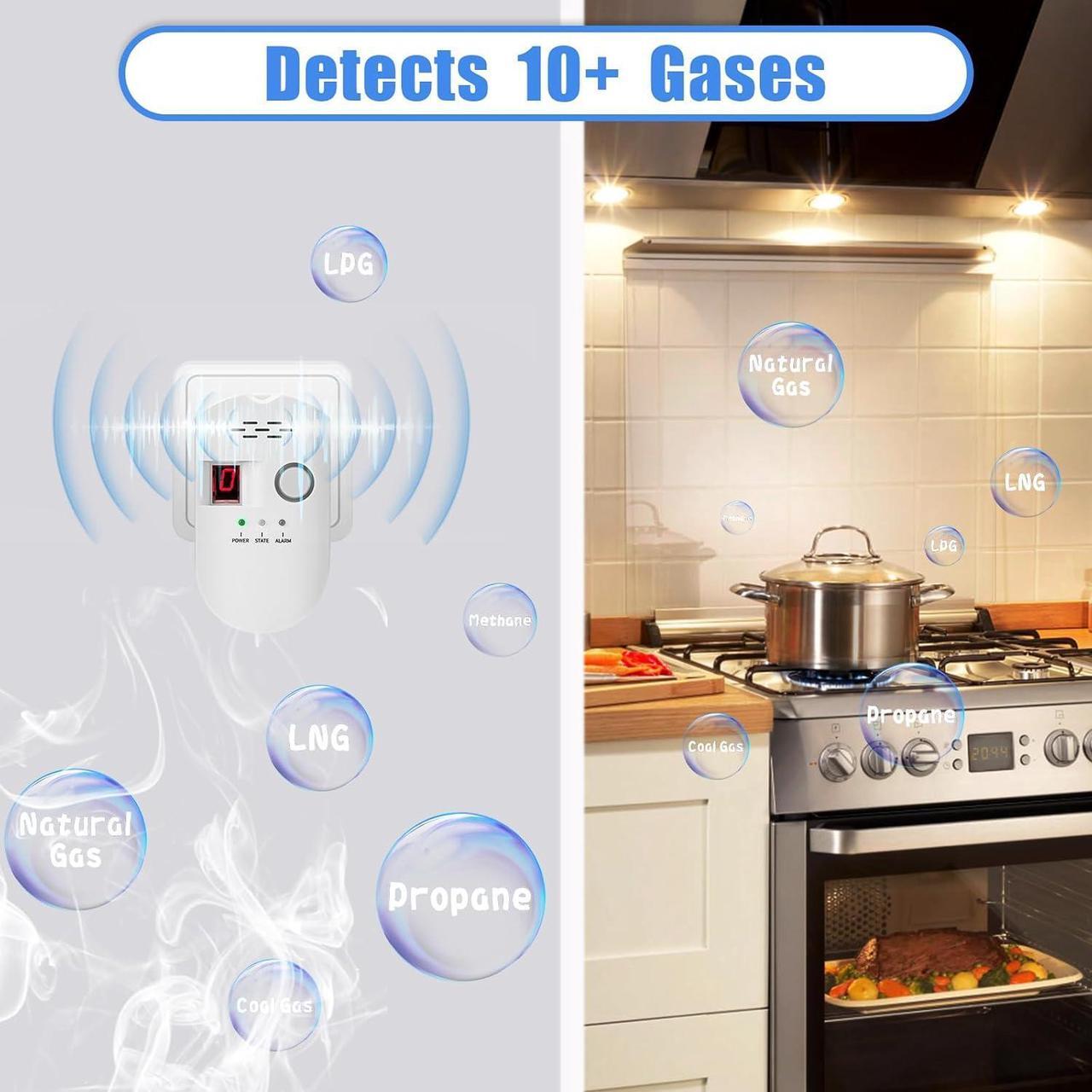 Alt view image 3 of 7 - Natural Gas Detector, Plug-in Propane Gas Detector for Home & RV, Gas Leak Detector for LNG, LPG, Methane