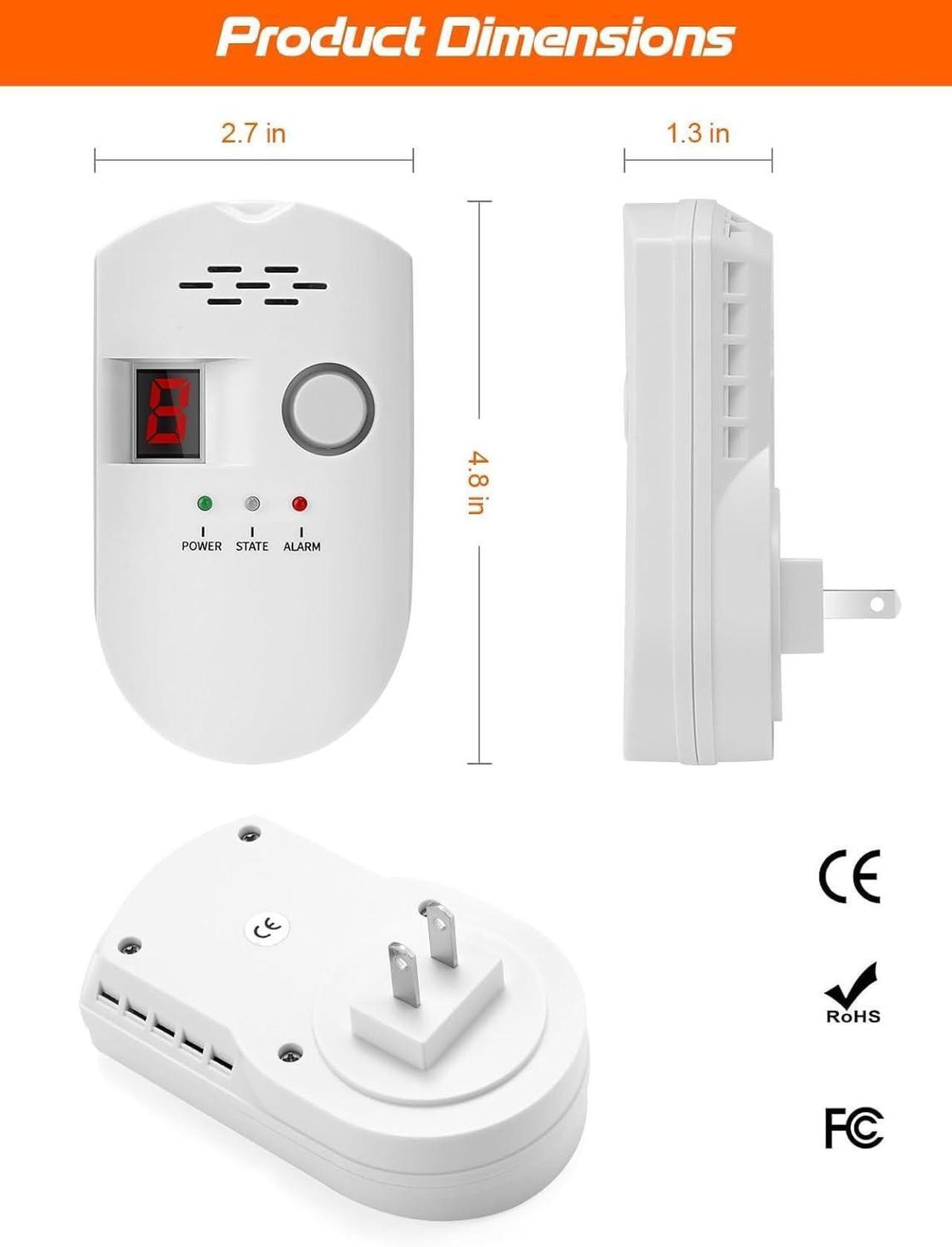 Alt view image 2 of 7 - Natural Gas Leak Detector, Plug-in Propane Natural Gas Detector for Home Kitchen RV, Combustible & Explosive Gas Alarm for LPG, LNG, Methane