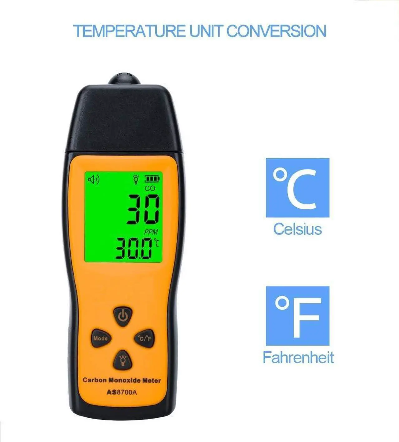 Alt view image 5 of 7 - Handheld Carbon Monoxide Meter, Portable Carbon Monoxide Detector, Professional-Grade CO Gas Tester with LCD Backlit Display, 0-1000PPM Range for Industrial and Home (Battery Not Included)