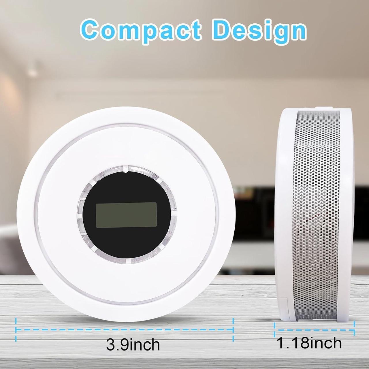 Alt view image 3 of 7 - Combination Smoke and Carbon Monoxide Detector,Battery Operated Smoke Carbon Monoxide Alarm Detector Combo for House Kitchen Office Hotel Restaurant