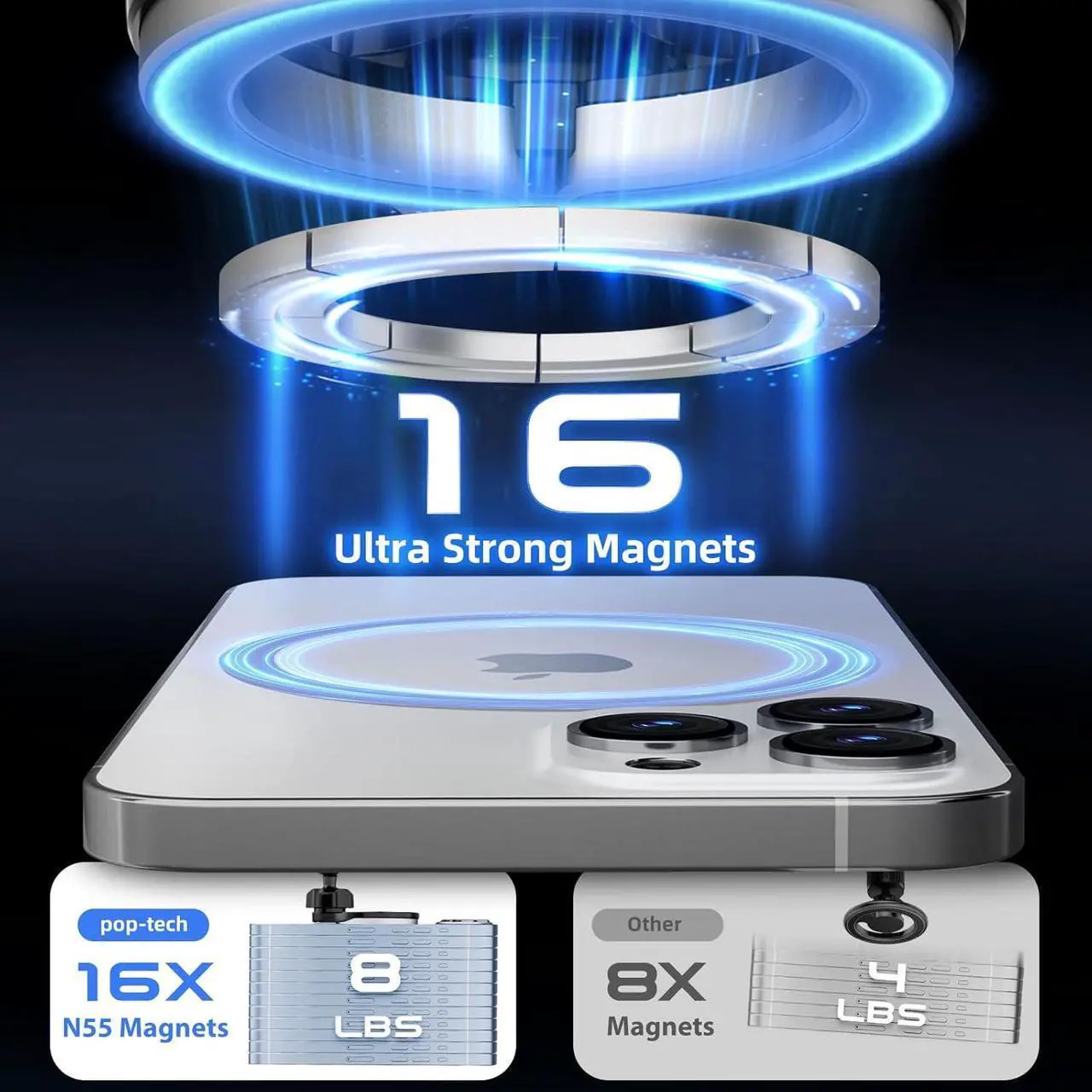 Alt view image 2 of 6 - pop-tech for MagSafe Car Mount, [Aviation-Grade Aluminum] Universal Magnetic Phone Holder for Car Windshield Dashboard, Strong Magnet Cellphone Mount Fit for iPhone 16 Pro Max 15 14 13 12 Series