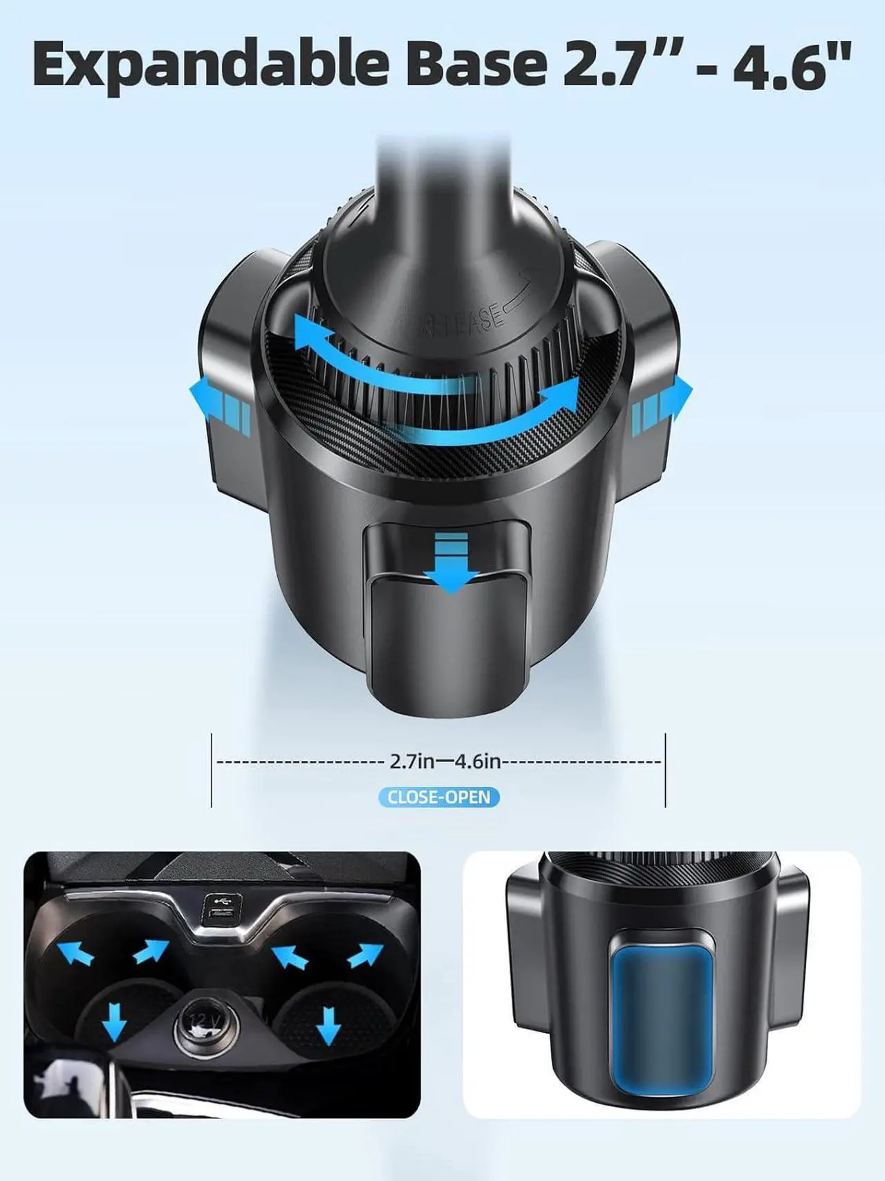 Alt view image 5 of 7 - TOPGO Cup Phone Holder for Car, [Upgraded Telescopic Arm & Firmly Stable] Cup Phone Mount for iPhone 16 and More Smartphone - Black
