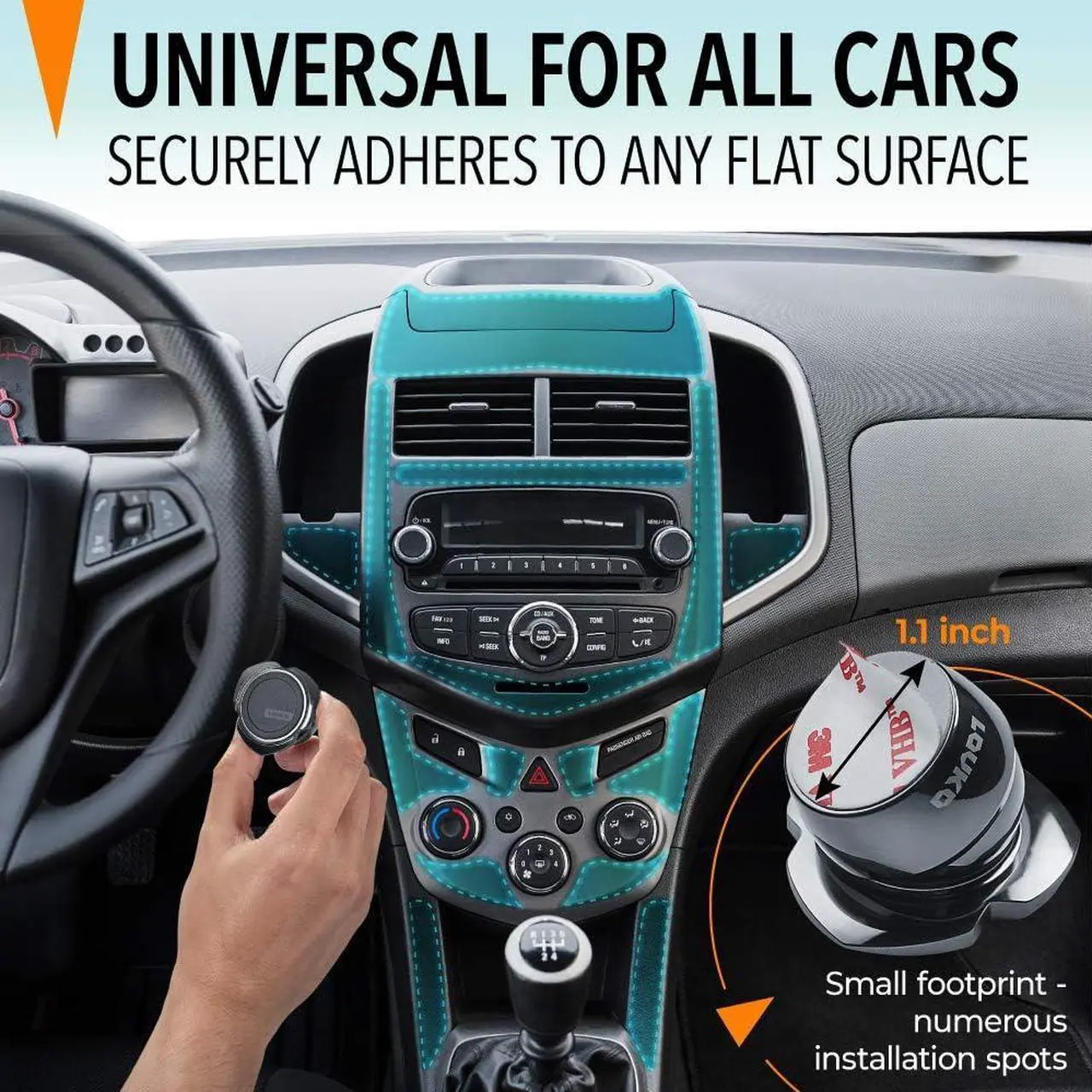Alt view image 3 of 6 - Cell Phone Holder for Car Dashboard - iPhone Car Mount Compatible with Any Smartphone or GPS - Universal Auto-Grip Car Phone Mount Magnetic