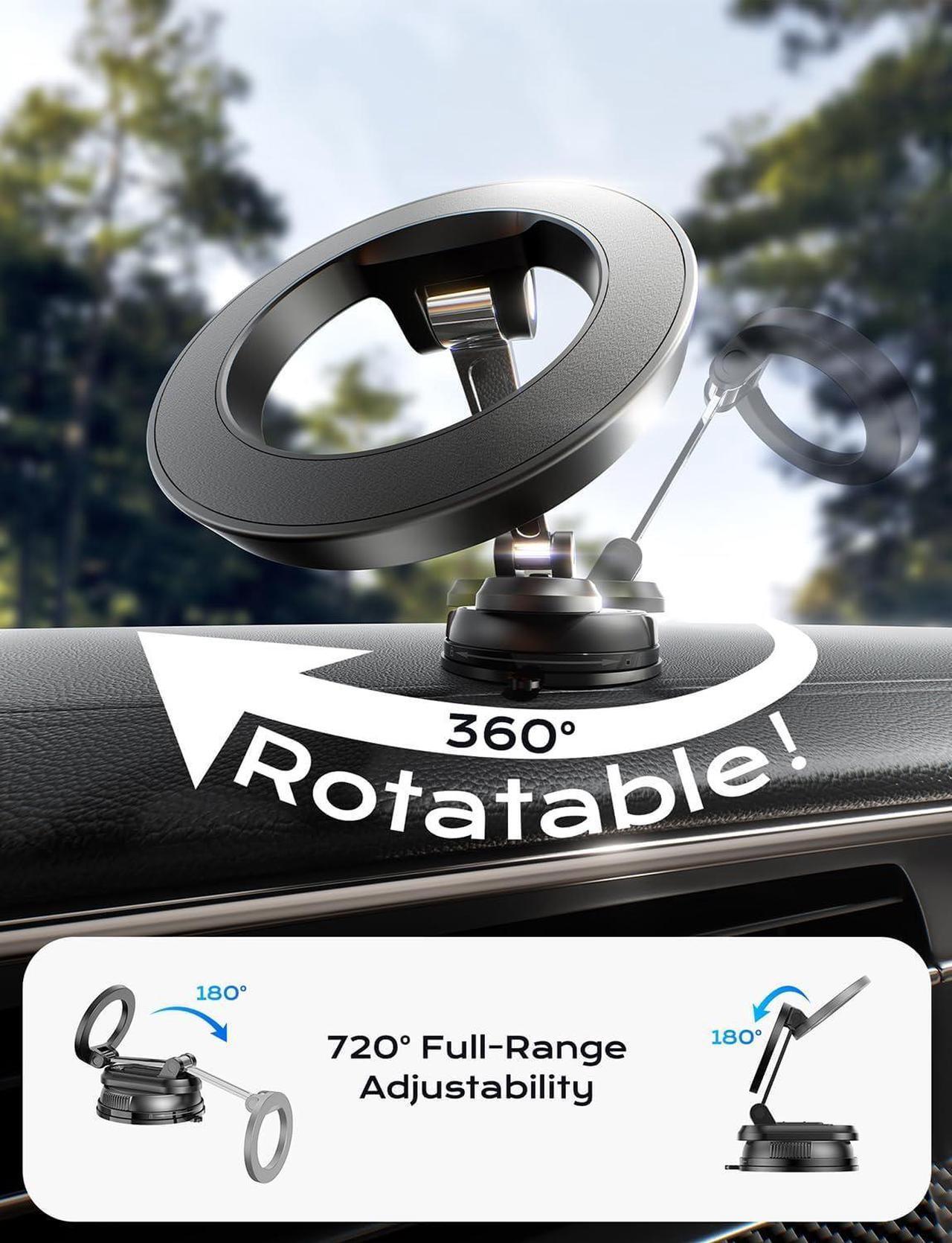 Alt view image 2 of 7 - Car Phone Holder for Magsafe,Ultra Magnetic and Strong Suction 360° Adjustable Car Phone Mount,Portable Magnetic Cell Phone Holders for Your Car for iPhone16/15/14/13/12 Series