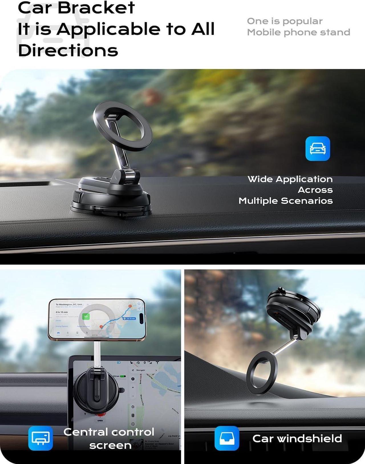 Alt view image 3 of 7 - Car Phone Holder for Magsafe,Ultra Magnetic and Strong Suction 360° Adjustable Car Phone Mount,Portable Magnetic Cell Phone Holders for Your Car for iPhone16/15/14/13/12 Series