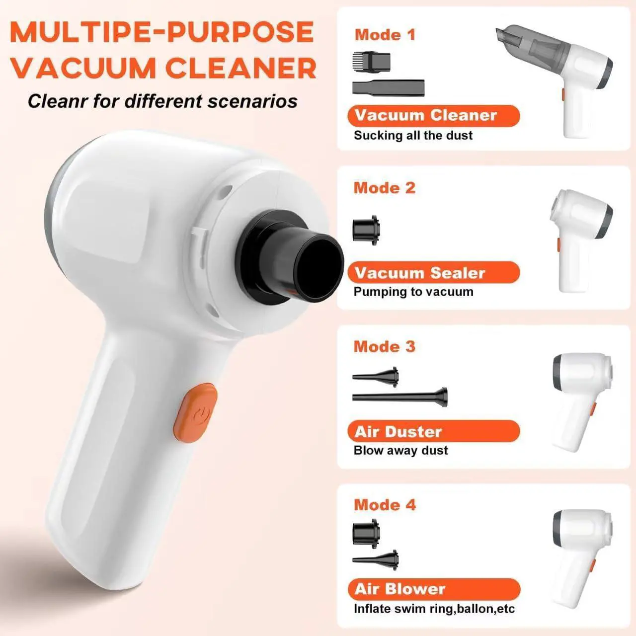 Alt view image 3 of 7 - Handheld Car Vacuum Cleaner, 15000PA Mini Hand Held Vacuum Portable Cordless 3 in 1 Dust Buster & Air Blower & Hand Pump, Rechargeable Small Hand Vacuum High Power for Car, Home, Office