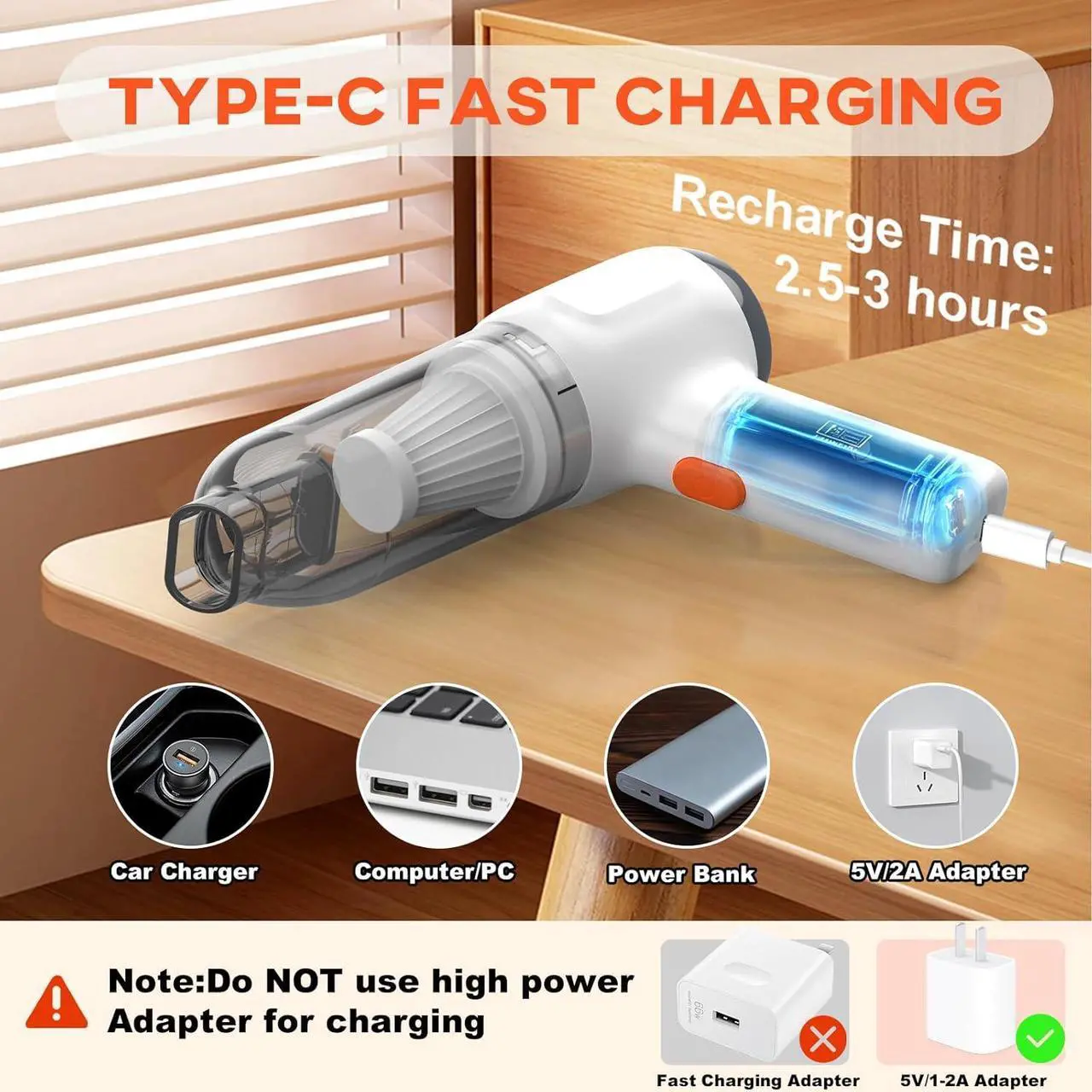 Alt view image 6 of 7 - Handheld Car Vacuum Cleaner, 15000PA Mini Hand Held Vacuum Portable Cordless 3 in 1 Dust Buster & Air Blower & Hand Pump, Rechargeable Small Hand Vacuum High Power for Car, Home, Office