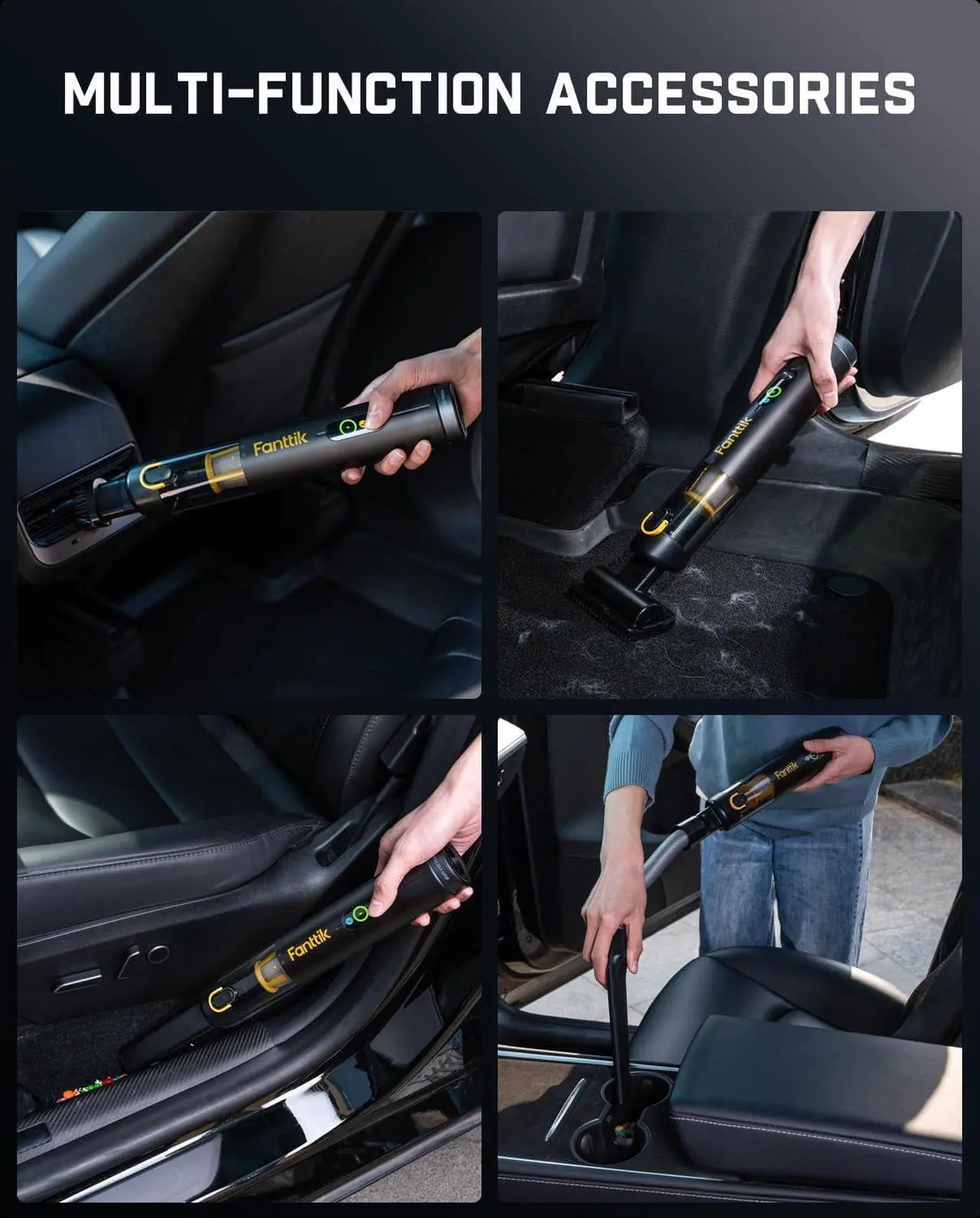 Alt view image 5 of 7 - Fanttik Slim V10 Mate Cordless Car Vacuum, 4-in-1 Portable Mini Handheld Vacuum, 17000pa Suction Power, Upgraded Smart Display, 2 Suction Modes for Car, Office Desk, Keyboards