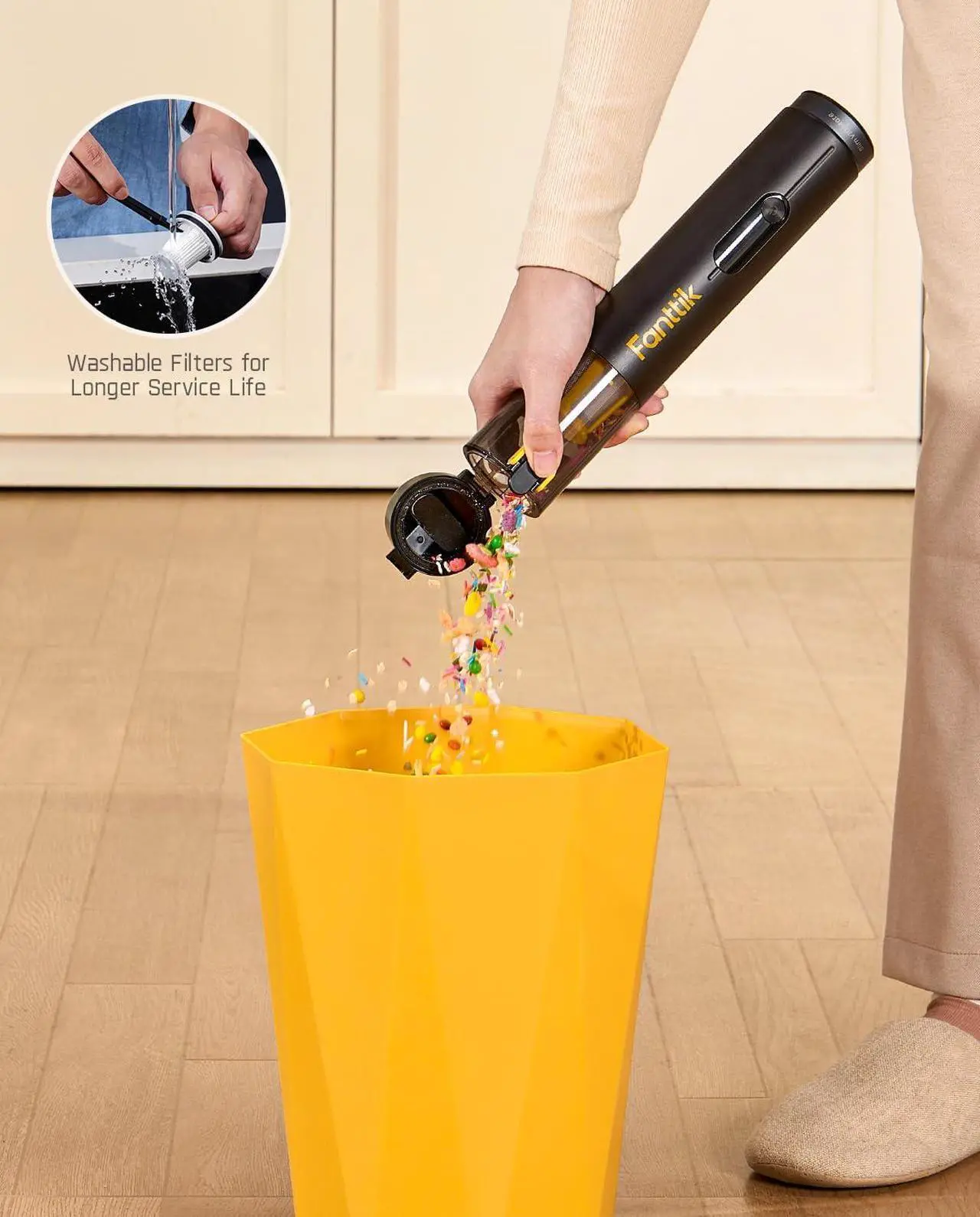Alt view image 7 of 7 - Fanttik Slim V10 Mate Cordless Car Vacuum, 4-in-1 Portable Mini Handheld Vacuum, 17000pa Suction Power, Upgraded Smart Display, 2 Suction Modes for Car, Office Desk, Keyboards