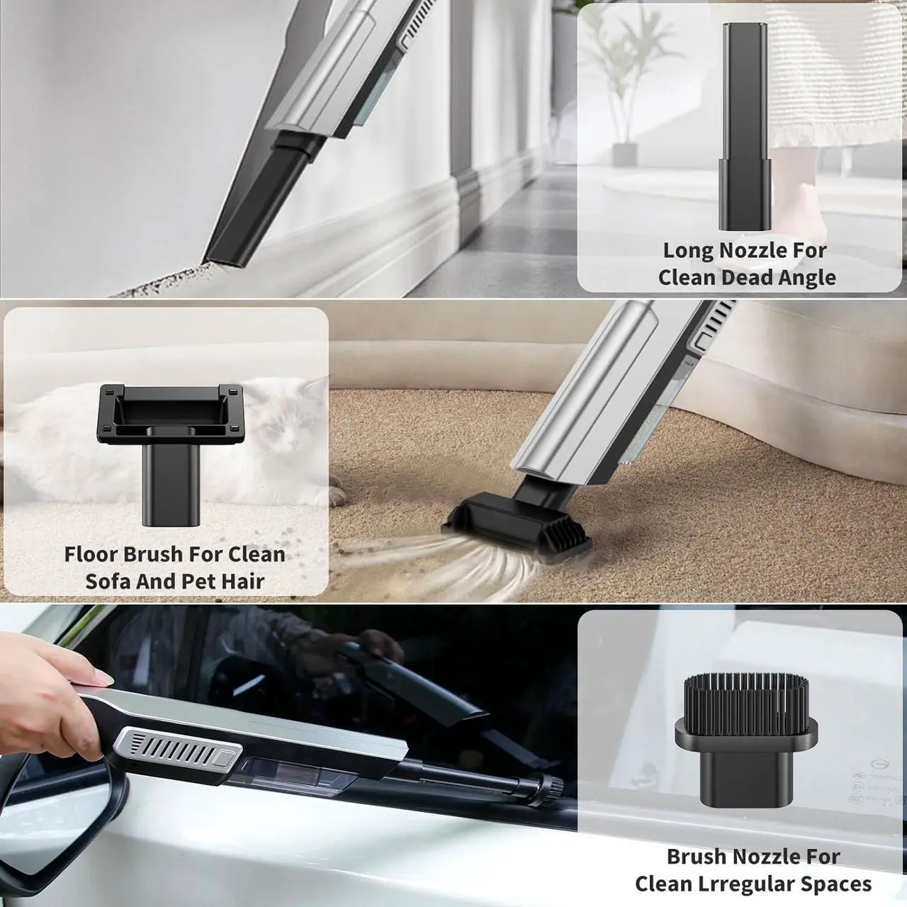 Alt view image 5 of 6 - Cordless Handheld Vacuum Cleaner - 22000Pa, Rechargeable Dust Buster for Car, High Power Portable Vacuum