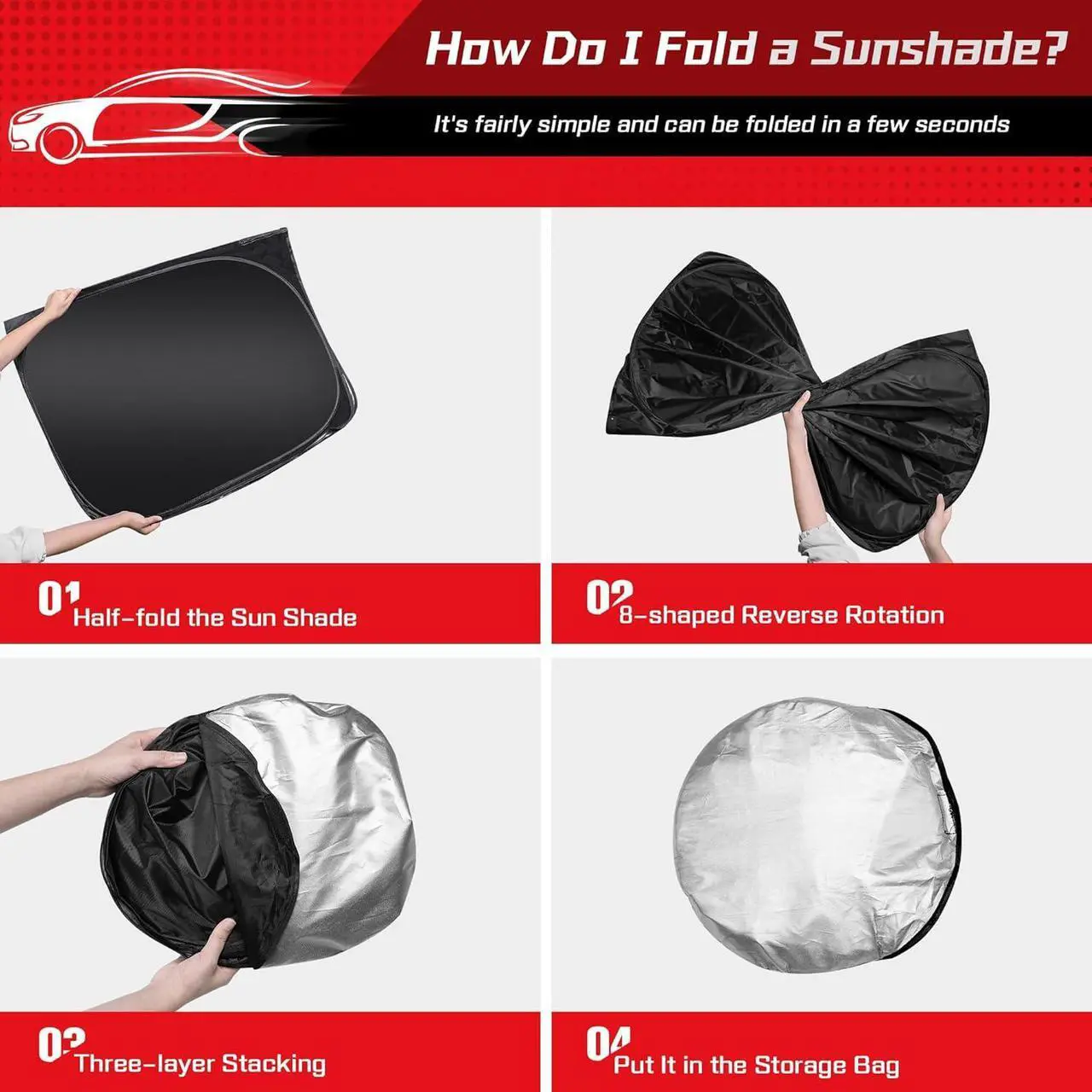 Alt view image 4 of 7 - ARISMOTOR Windshield Sun Shade for H-yundai Santa Fe 2019-2025, Custom Fit Foldable Front Window Sunshade Sun Visor Protector, Block UV Rays Keep Your Car Cooler