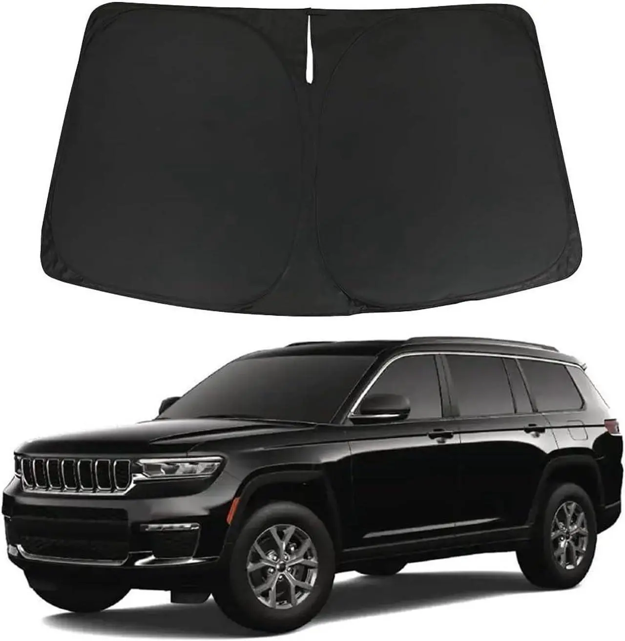 Main image of D-Lumina Windshield Sunshade - Compatible with Jeep Grand Cherokee 2022 2023 2024 2025, (Not for Grand Cherokee L & Jeep Cherokee) - Foldable Front Window Sun Shade Protector, Heat Shield