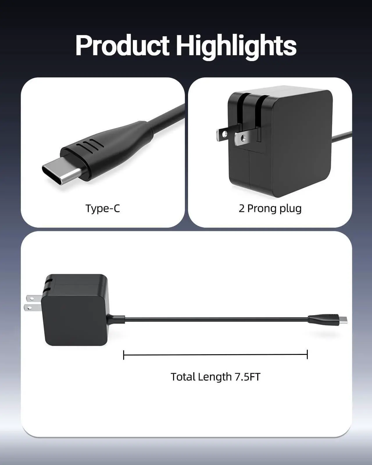 Alt view image 6 of 7 - Charger for Asus Vivobook 15 17 14 16 S15 S14, Zenbook 14, ExpertBook B5, Chromebook (Certified by UL Safety) Flip OLED 65W 45W USB C