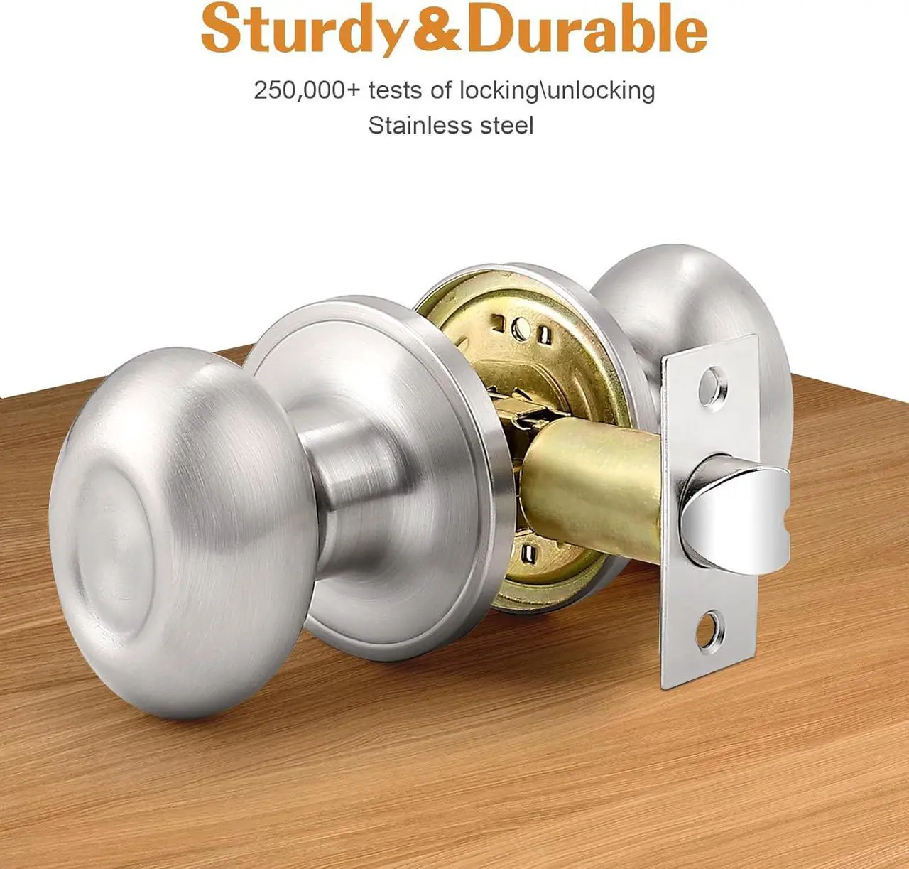 Alt view image 3 of 7 - Probrico Passage Door Knobs No Lock, Oval Brushed Nickel Interior Door Knob for Hallway Closet, Modern No-Locking Door Knob with Egg Style 5 Pack
