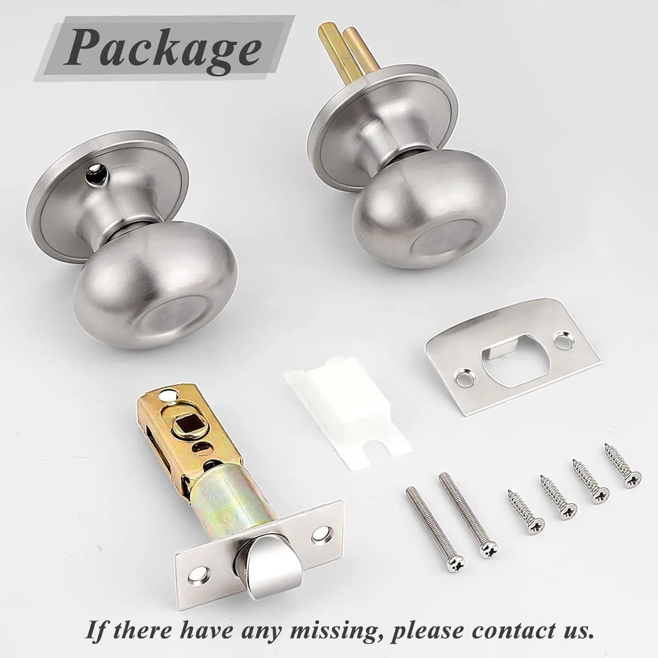 Alt view image 7 of 7 - Probrico Passage Door Knobs No Lock, Oval Brushed Nickel Interior Door Knob for Hallway Closet, Modern No-Locking Door Knob with Egg Style 5 Pack