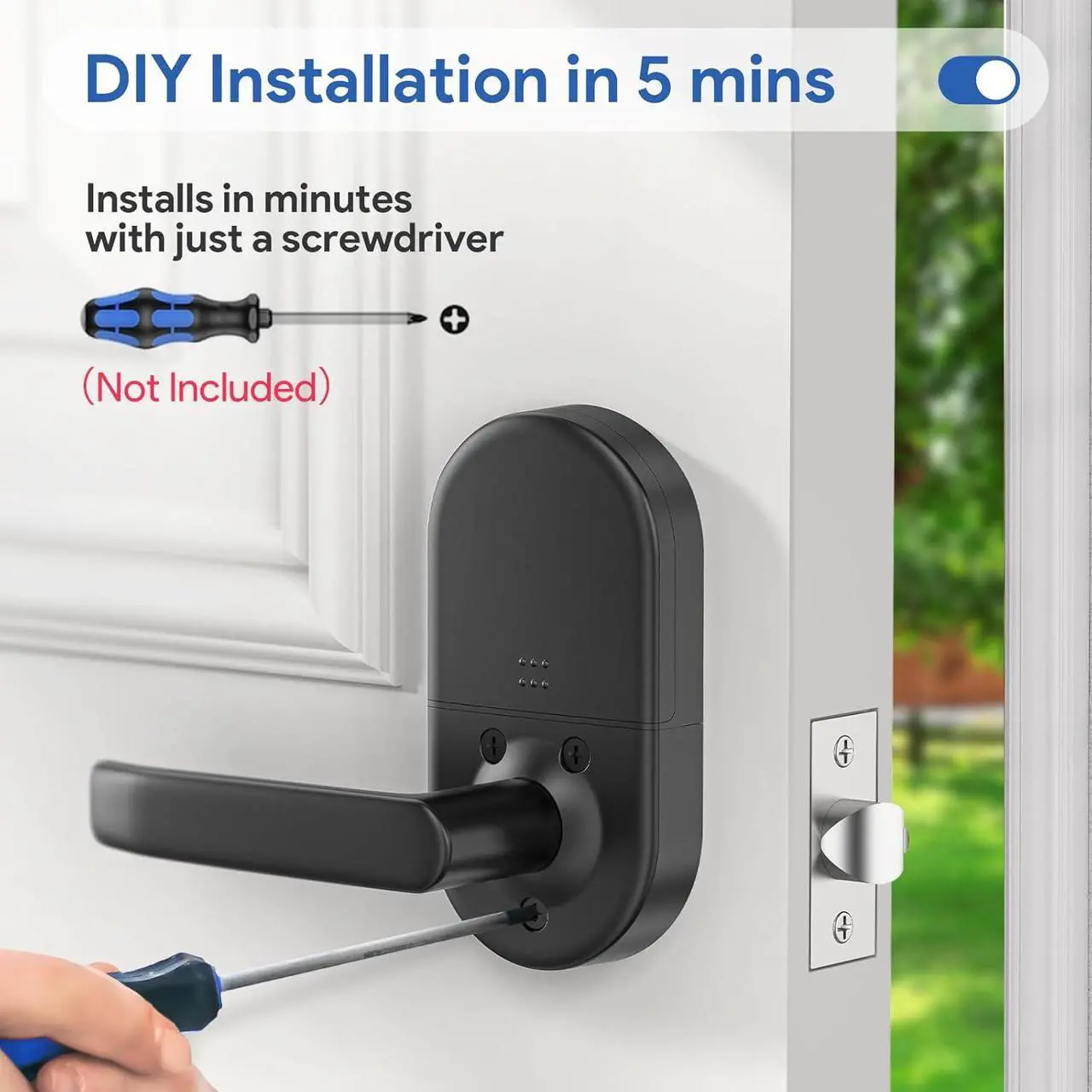 Alt view image 3 of 7 - Smart Keypad Door Lock with Handle: NICE DIGI Keyless Entry Digital Lock for Front/Interior Door, Electronic Code Knob, Easy Installation