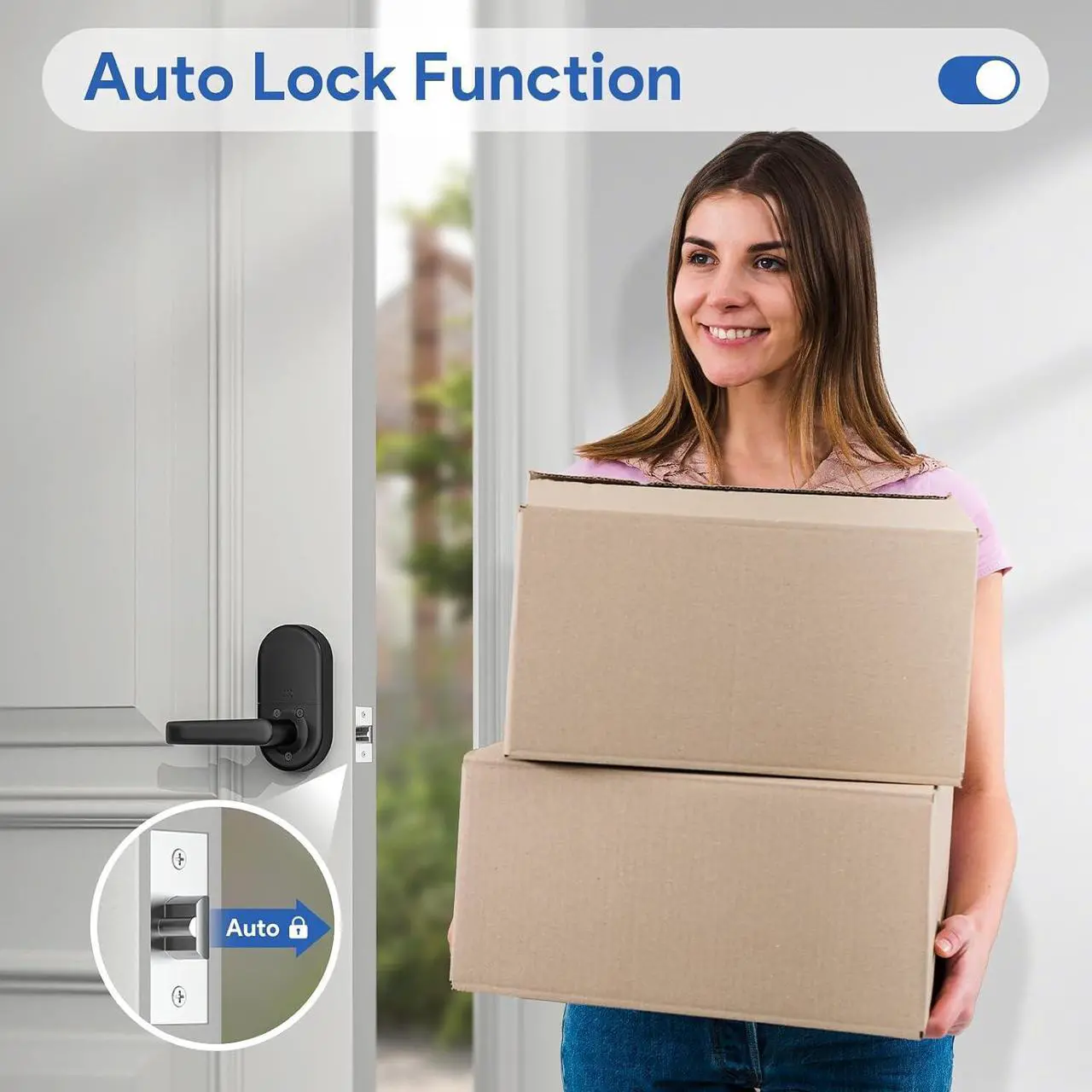 Alt view image 7 of 7 - Smart Keypad Door Lock with Handle: NICE DIGI Keyless Entry Digital Lock for Front/Interior Door, Electronic Code Knob, Easy Installation
