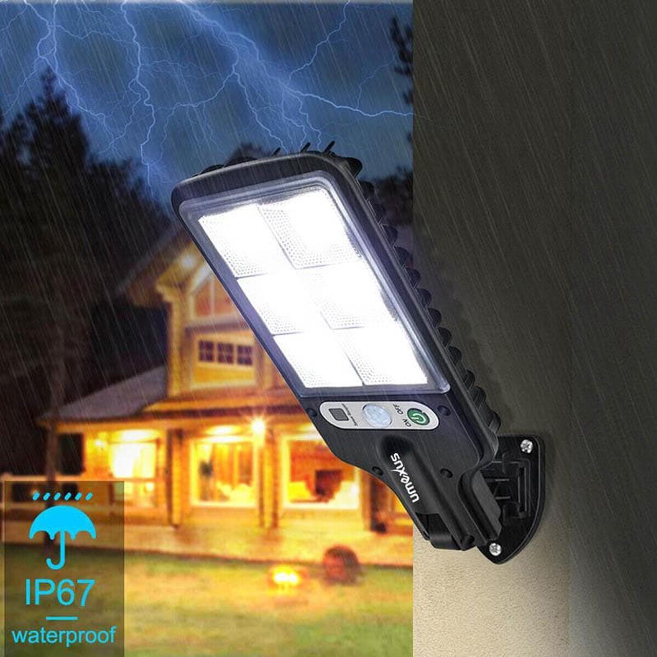Alt view image 7 of 7 - UMEXUS Bright Solar Power LED Light PIR Motion Sensor Street Wall Flood Lamp Outdoor Garden Commercial Waterproof 2 pack TypeB-72LED COB