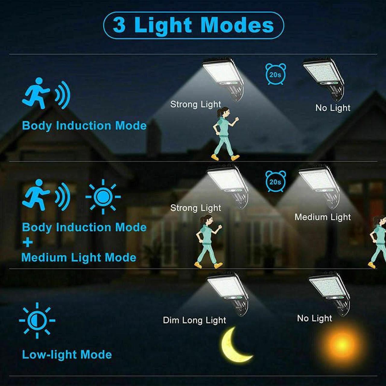Alt view image 3 of 7 - UMEXUS Bright Solar Power LED Light PIR Motion Sensor Street Wall Flood Lamp Outdoor Garden Commercial Waterproof 2 pack TypeB-72LED COB