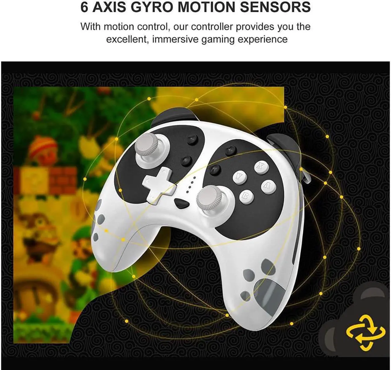 Alt view image 3 of 7 - Wireless Pro Controller for Nintendo Switch, STOGA Panda Switch Controller with NFC Wake-up Function, Compatible with Switch Lite/PC, Support Motion Control Turbo Vibration 2021 New