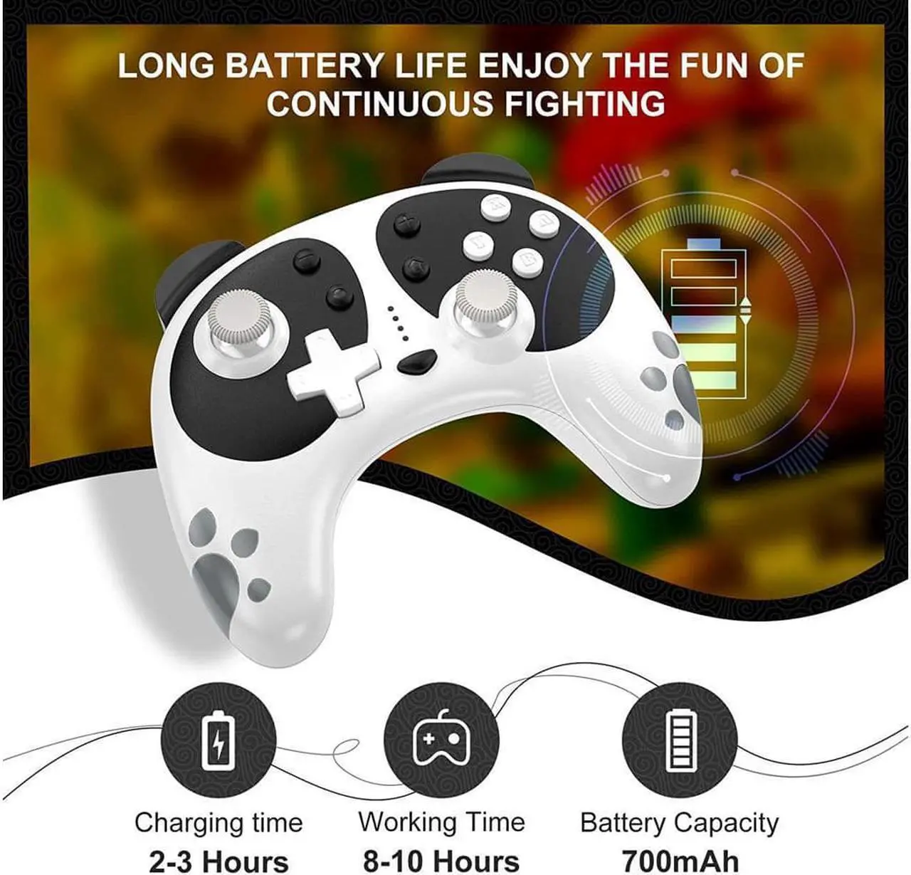 Alt view image 4 of 7 - Wireless Pro Controller for Nintendo Switch, STOGA Panda Switch Controller with NFC Wake-up Function, Compatible with Switch Lite/PC, Support Motion Control Turbo Vibration 2021 New