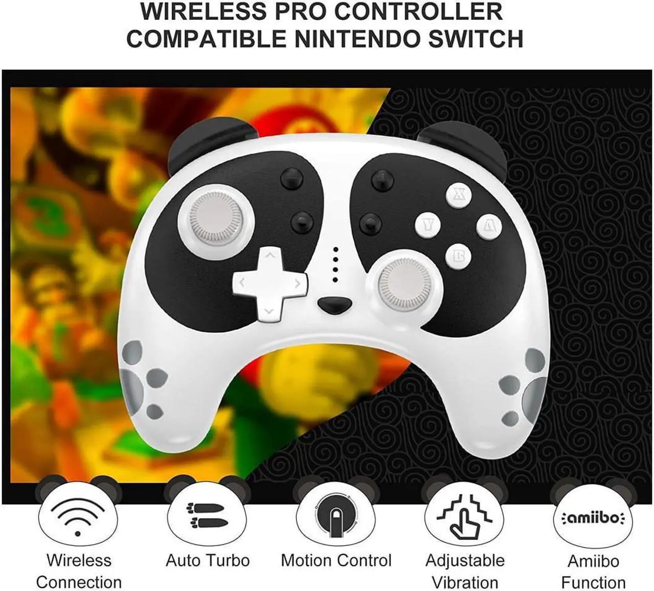 Alt view image 5 of 7 - Wireless Pro Controller for Nintendo Switch, STOGA Panda Switch Controller with NFC Wake-up Function, Compatible with Switch Lite/PC, Support Motion Control Turbo Vibration 2021 New