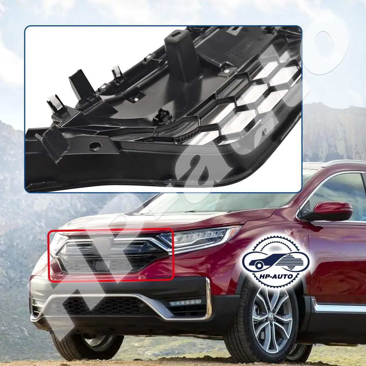 Alt view image 7 of 7 - For 2020-2022 Honda CR-V CRV Honeycomb Front Upper Grille Assembly 71121TLAA60