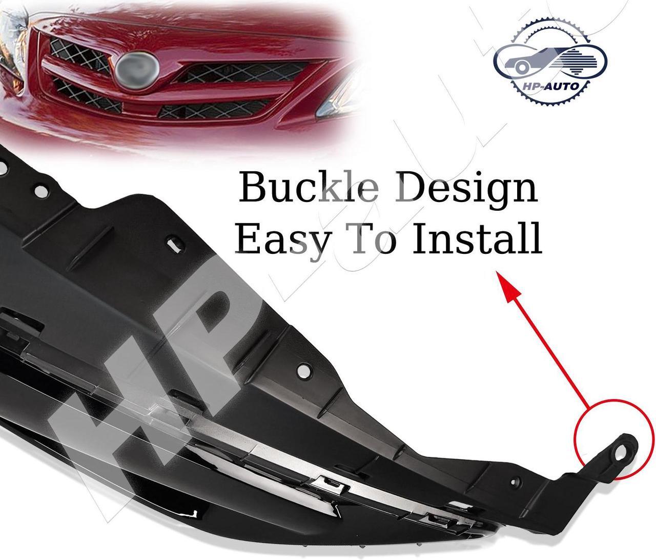 Alt view image 4 of 7 - For 2011-2013 Toyota Corolla Front Bumper Upper & Lower Grille Set Black