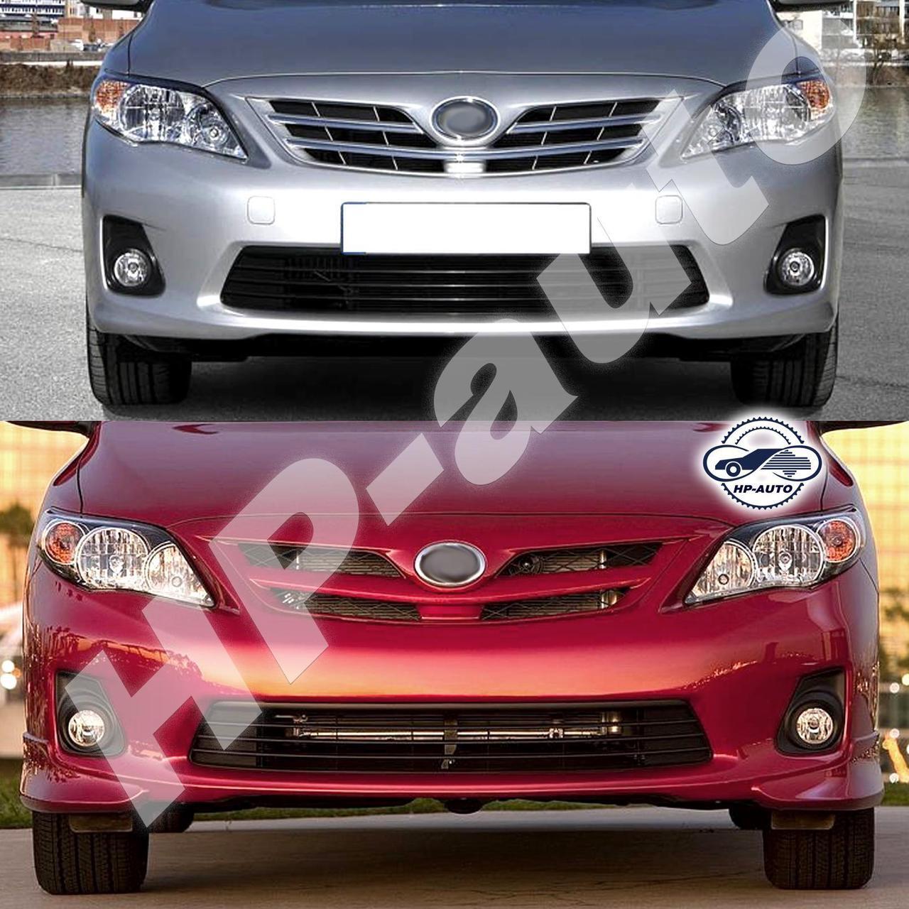 Alt view image 6 of 7 - For 2011-2013 Toyota Corolla Front Bumper Upper & Lower Grille Set Black