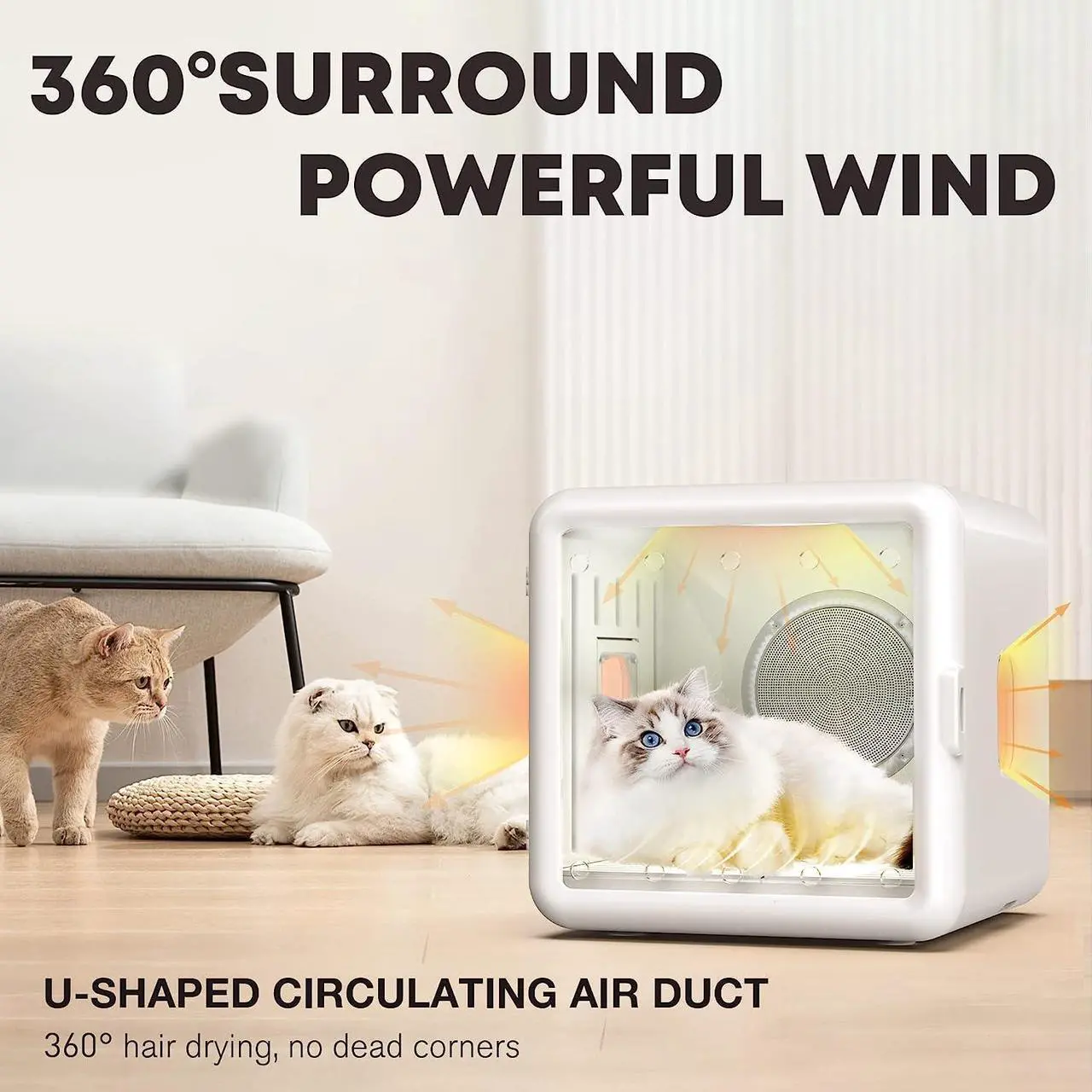Alt view image 2 of 7 - Automatic Pet Dryer Box for Cats and Small Dogs,(65L) Cat Dryer, Ultra Quiet Dog Hair Dryer with Smart Temperature Control and 360° Drying