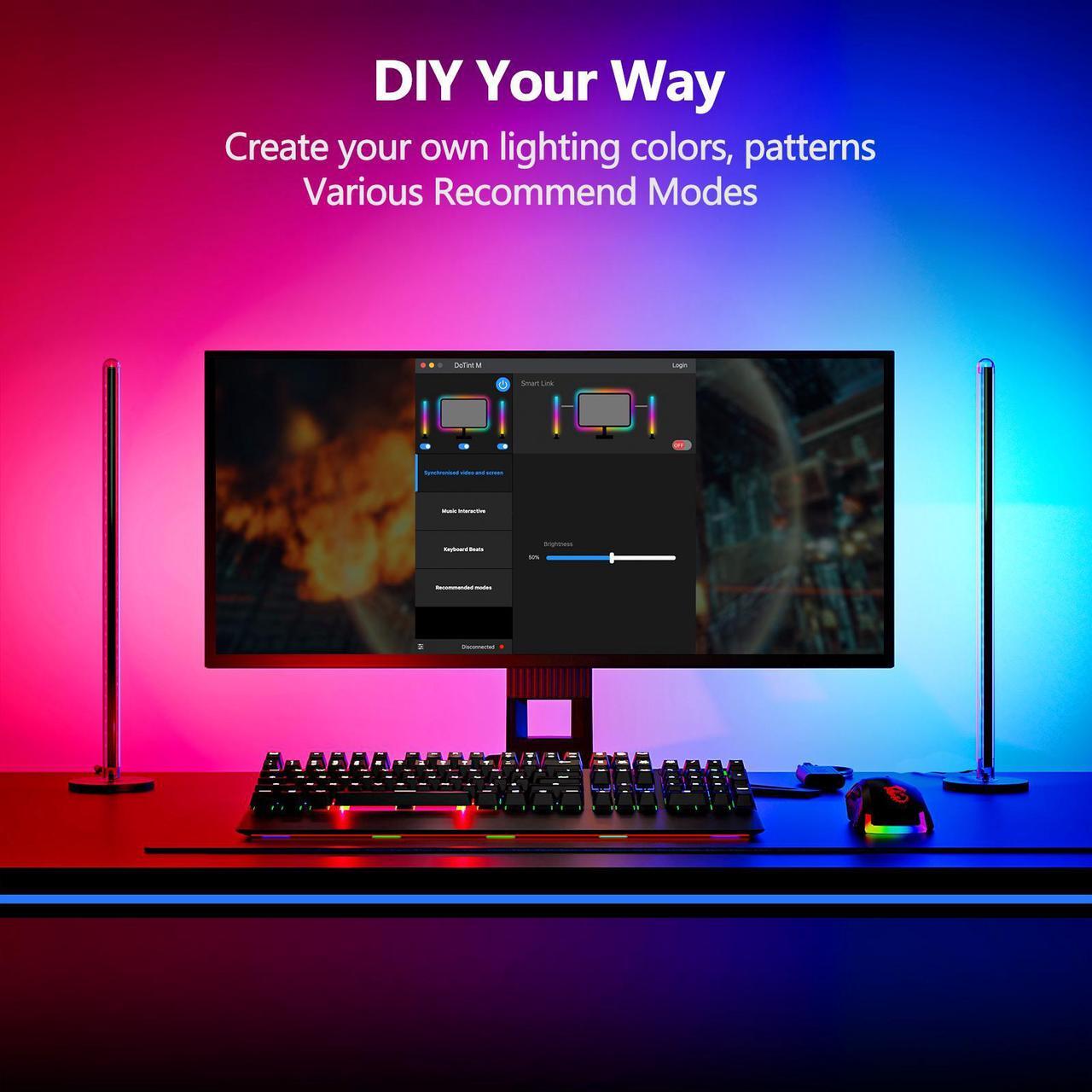 Alt view image 3 of 7 - Ambilight Monitor Backlighting with Color-match and Software Control DIY, Music Sync , LED Strip Lights and gaming light Bar set, Monitors Accessories Built for Gamers