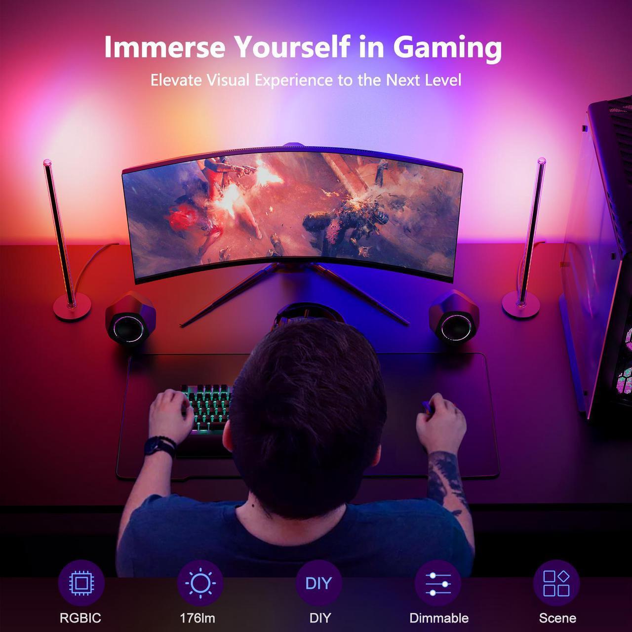 Alt view image 4 of 7 - Ambilight Monitor Backlighting with Color-match and Software Control DIY, Music Sync , LED Strip Lights and gaming light Bar set, Monitors Accessories Built for Gamers