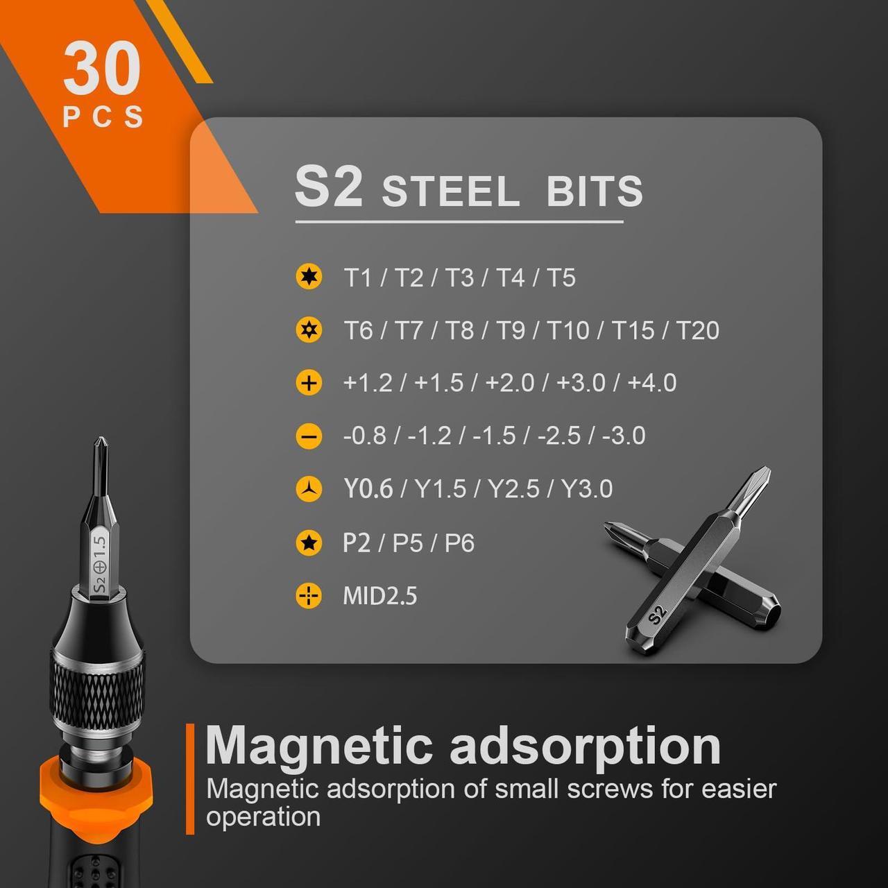 Alt view image 6 of 7 - JOREST 38Pcs Small Precision Screwdriver Set (S2 Steel), Magnetic Screwdriver Set with Torx T5 T6 T8, Mini Repair Tool Kit for Macbook, Computer, Laptop, iPhone, PS4 PS5, Xbox, Switch, Glasses, Watch