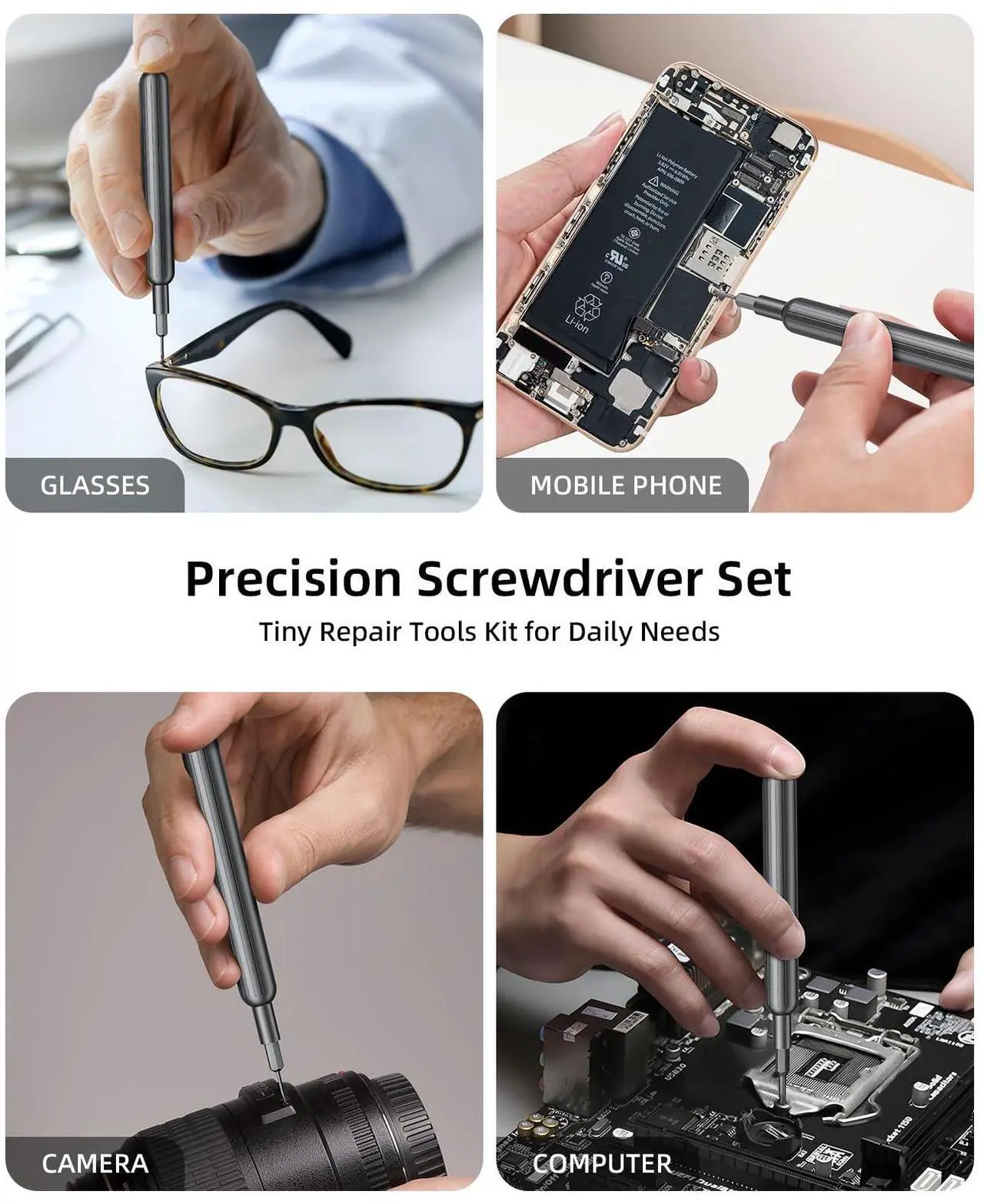 Alt view image 6 of 7 - 31 in 1 Magnetic Screwdriver Set, Precision Screwdriver Set, Multi Bit Reapair Tool Kit for Laptop, Cell Phone, PC, MacBook, Tablet, Computer, PS5, PS4, Electronic, Glasses, Watch