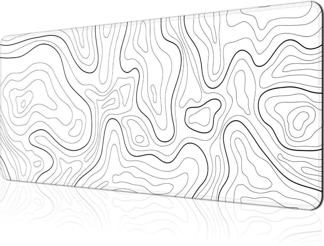 Main image of Gaming Mouse Pad Large 31.5 x 11.8in Topographic Keyboard Pad Mouse Pad for Non-Slip Base and Stitched Edge, Extended Desk Pad XL Keyboard Desk Mat (White)