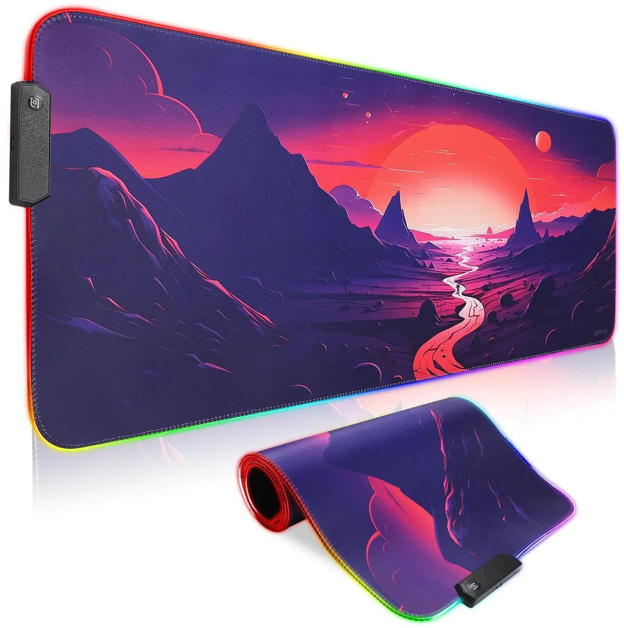 Main image of gaiamat Anime RGB Gaming Mouse Pad,Large LED Mousepad with Durable Nylon Stitched Edges and Non-Slip Rubber Base,31.5X 11.8 Inch Glowing Game Mouse Mat for Personalized Gamer(80x30 US-FGsunshan)