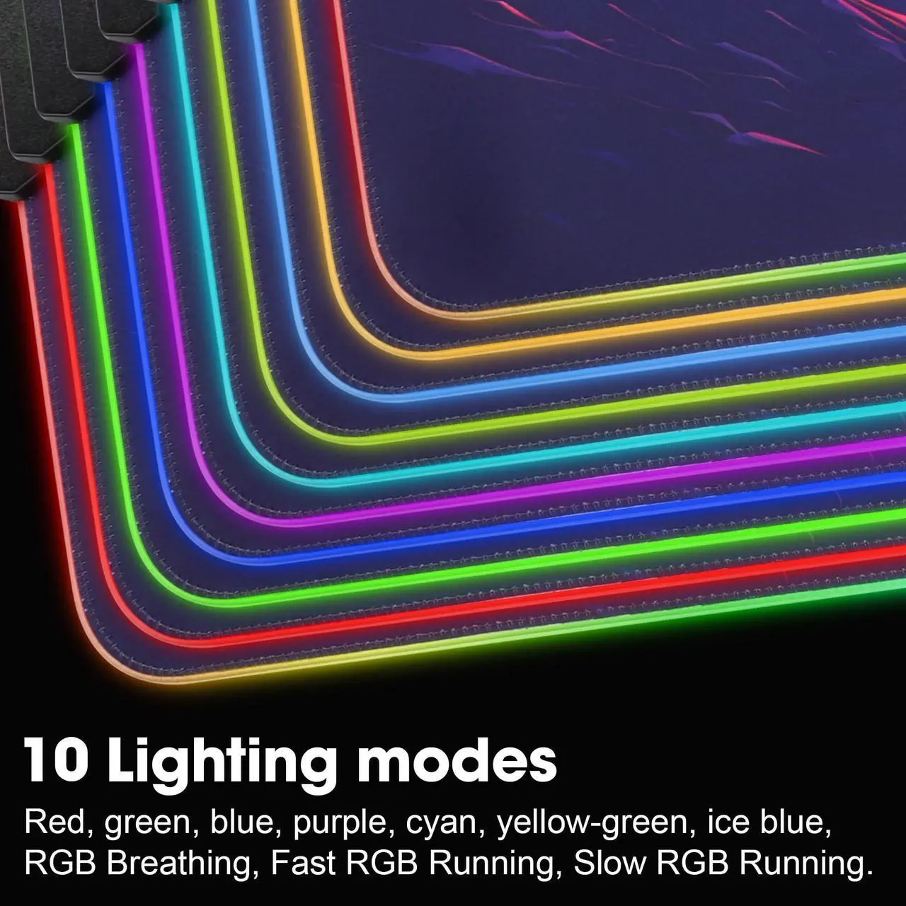 Alt view image 2 of 6 - gaiamat Anime RGB Gaming Mouse Pad,Large LED Mousepad with Durable Nylon Stitched Edges and Non-Slip Rubber Base,31.5X 11.8 Inch Glowing Game Mouse Mat for Personalized Gamer(80x30 US-FGsunshan)