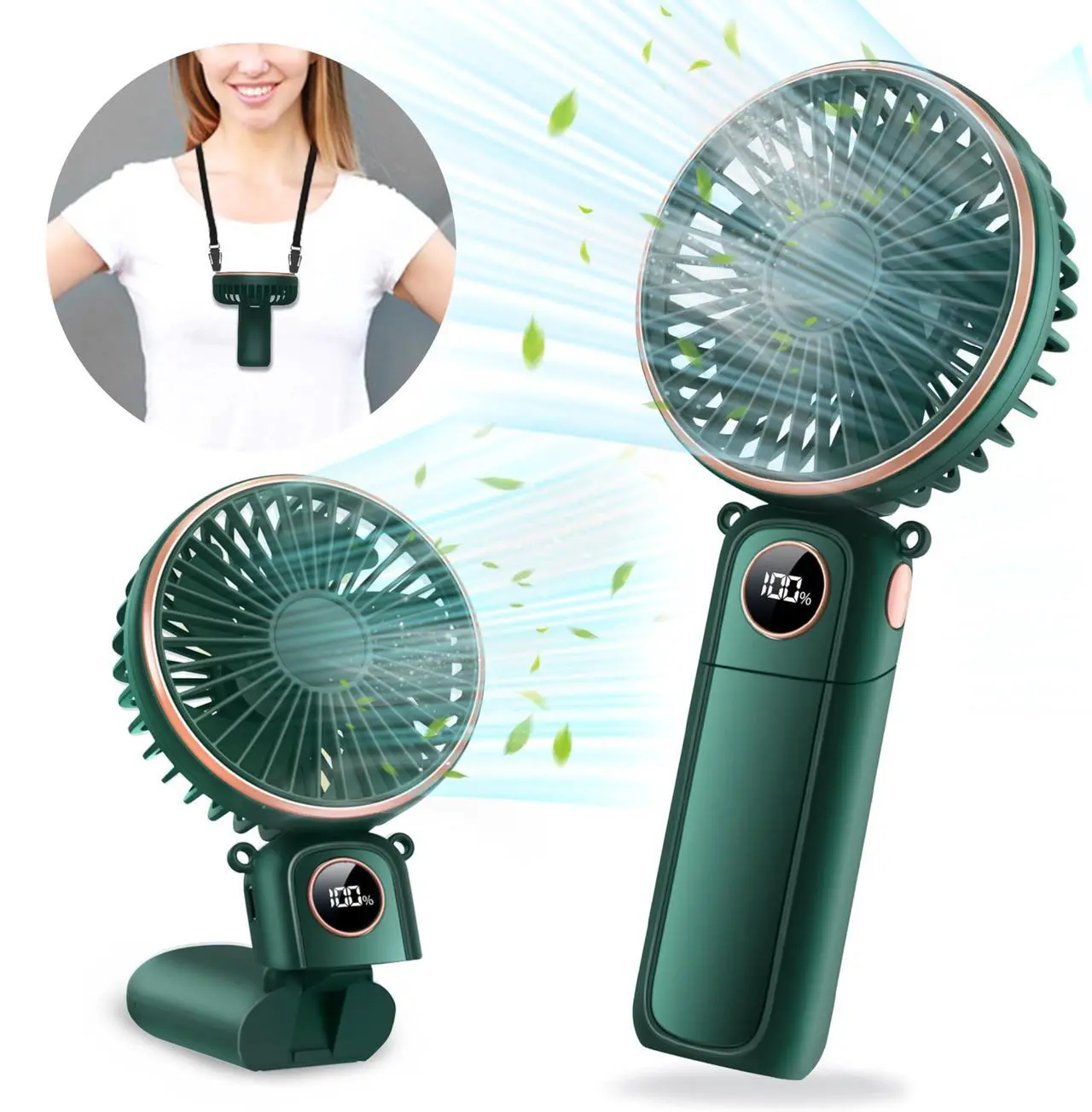 Main image of Portable Handheld Fan 5200mAh USB Rechargeable, 180° Foldable Electric Personal Small Mini Hand Held Fan, Max 22 HRS Working, 6 Speeds Level, LED Display, Battery Powered for Travel, Outdoor, Makeup