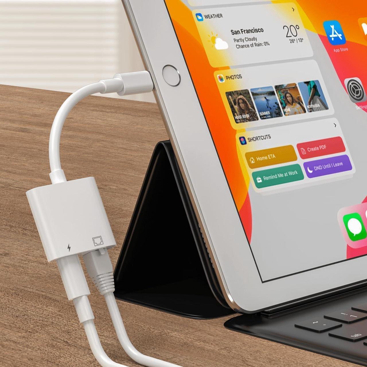 Alt view image 7 of 7 - [Apple MFi Certified] USB C to Ethernet Adapter, 2 in 1 RJ45 Ethernet LAN Network Adapter with USB Type C Charge Port Compatible with iPhone 16/15 Pro/Max/Plus, MacBook, iPad and More,Supports 100Mbps
