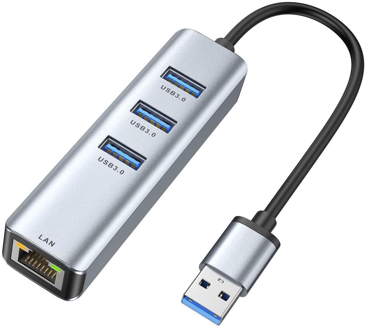 Main image of USB 3.0 to Ethernet Adapter,ABLEWE 3-Port USB 3.0 Hub with RJ45 10/100/1000 Gigabit Ethernet Adapter Support Windows 10,8.1,Mac OS, Surface Pro,Linux,Chromebook and More